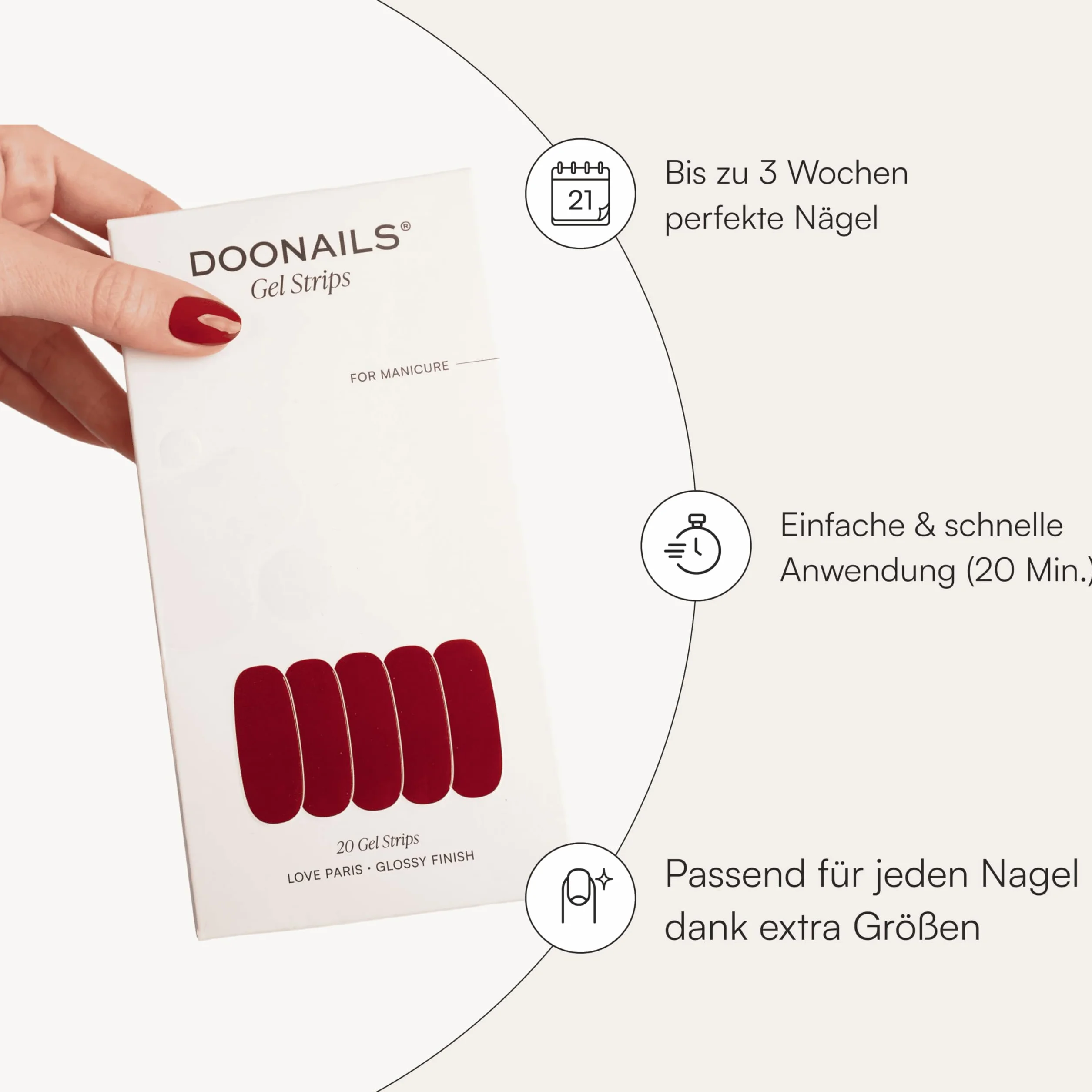 DOONAILS Feuilles Gel Bubblegum 20 bandelettes gel UV 9 tailles extra-longueur autocollants ongles UV 14 jours tenue
