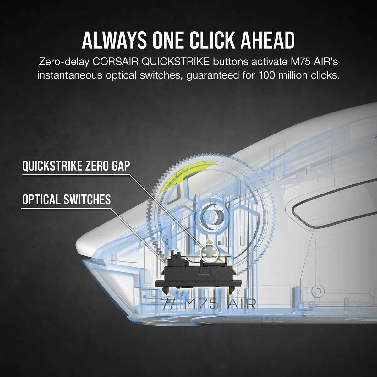 Corsair M75 AIR Souris Gaming FPS sans Fil Ultra légère - 26000 DPI - Entrée Ultra Rapide - Forme symétrique - Compatible iCUE - PC, Mac - Blanc