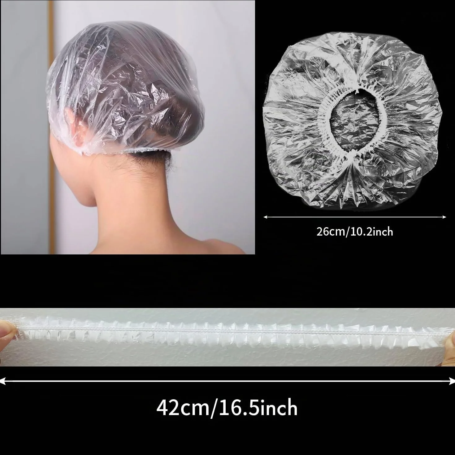 Bonnets de douche jetables en plastique imperméables 42 cm lot de 50 pour salon spa hôtel