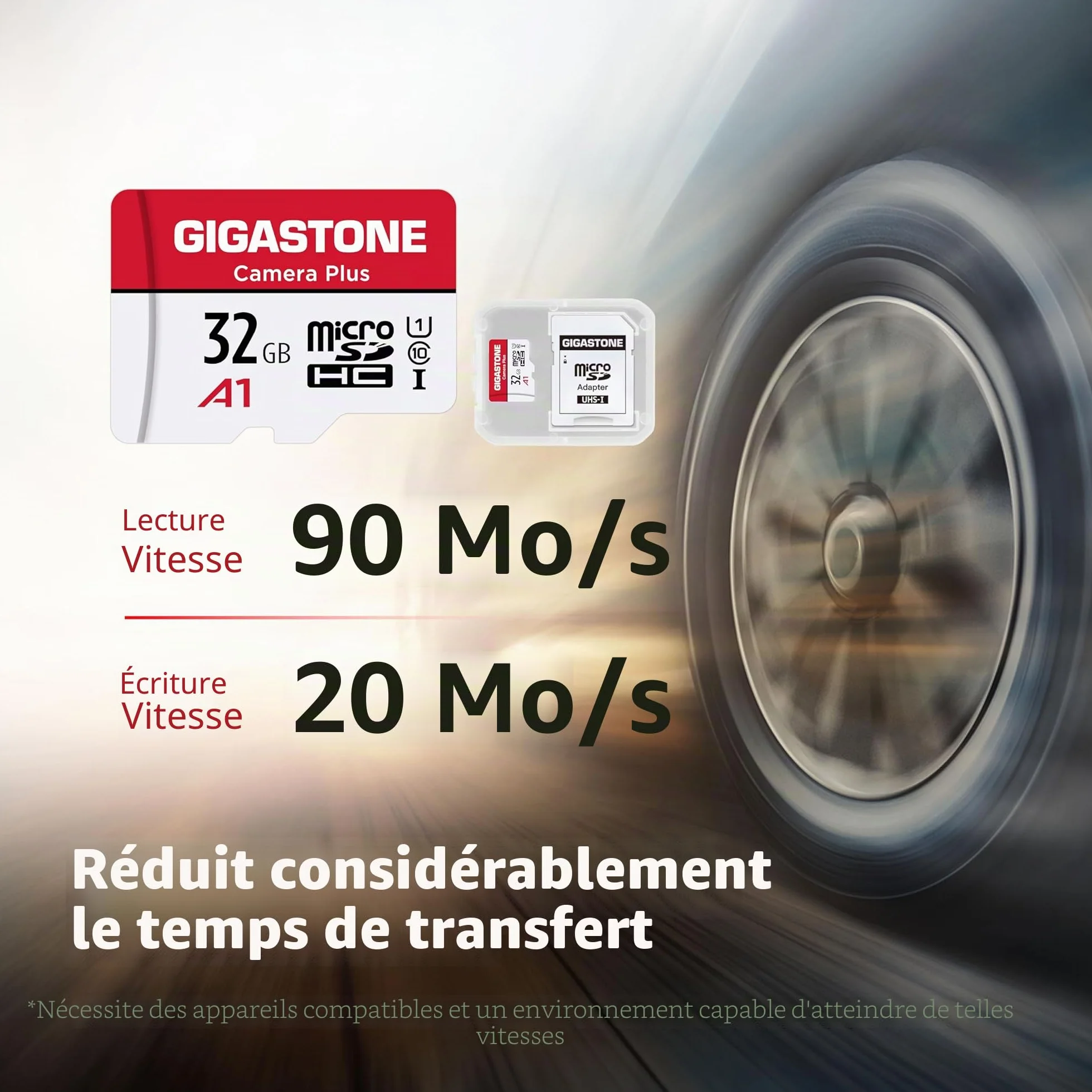 GIGASTONE Carte Mémoire 32 Go Lot de 5, Micro SDHC U1 90 Mo/s pour Caméra GoPro Drone