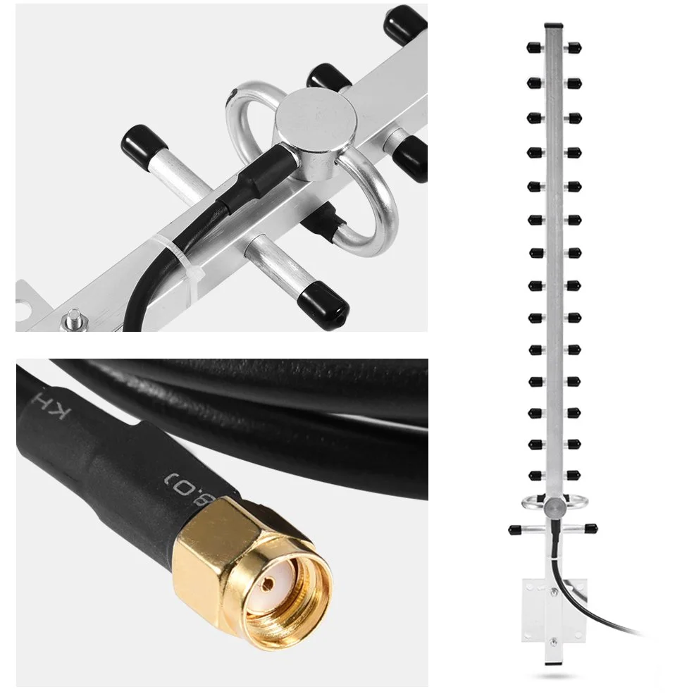 Richer-R 2.4GHZ 25dBi Antenne WiFi sans Fil RP-SMA Câble Extérieur 2M Extérieure Directionnelle WiFi Yagi pour Routeur