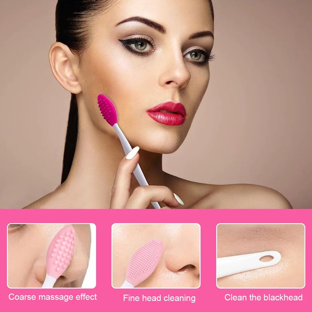 Pinceau à lèvres double face en silicone, Brosse exfoliante pour lèvres, outil de nettoyage