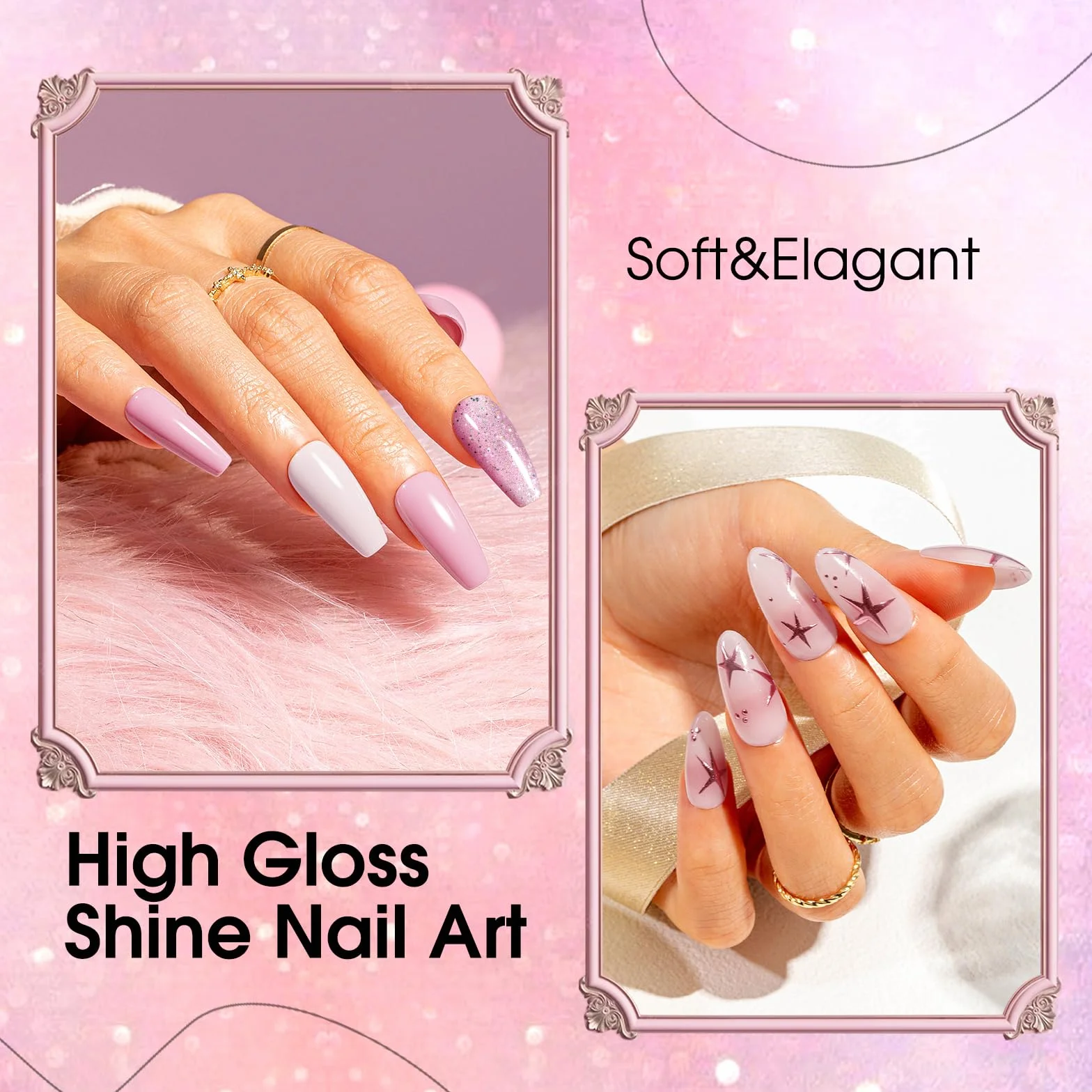 ROSALIND Vernis Semi Permanent 6 Couleurs Violet Avoine Rose Nude Pailleté Vernis à Ongles Soak Off UV LED Gel Nail Polish Kit