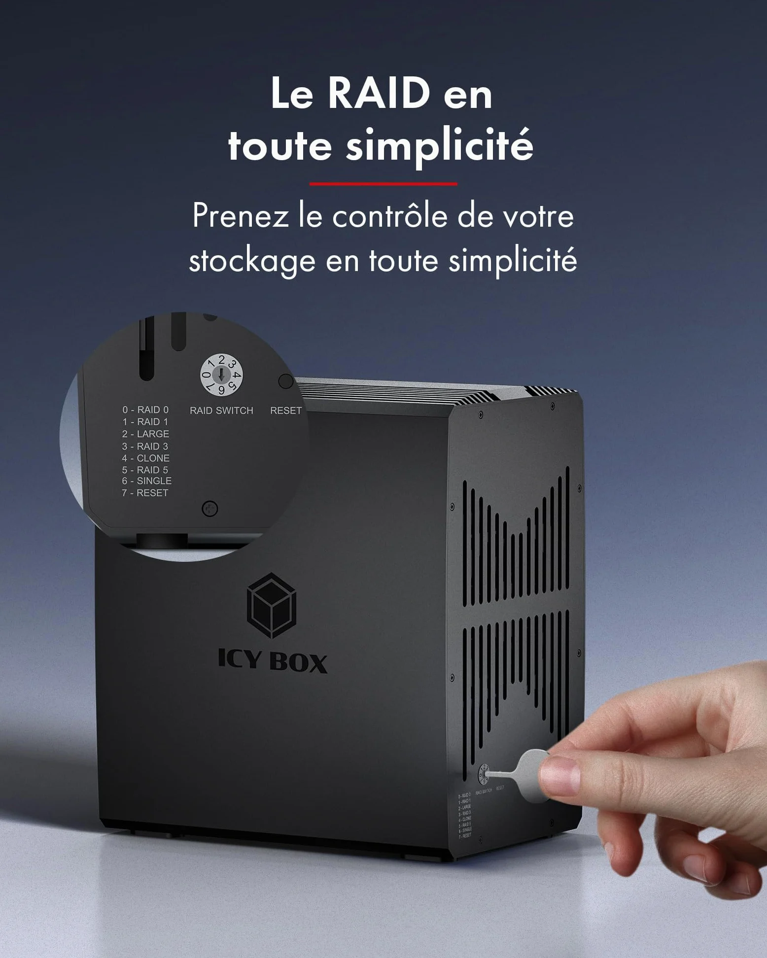 ICY Box Boîtier Raid 5 Baies pour HDD/SSD 2,5"/3,5", Stockage Das USB-C avec USB 3.2 Gen 1 (5 Gbps), HotSwap SATA III Enclosure, Modes 0/1/3/5/LARGE/SINGLE, IB-RD3705-CU3, Heart Raid 3705