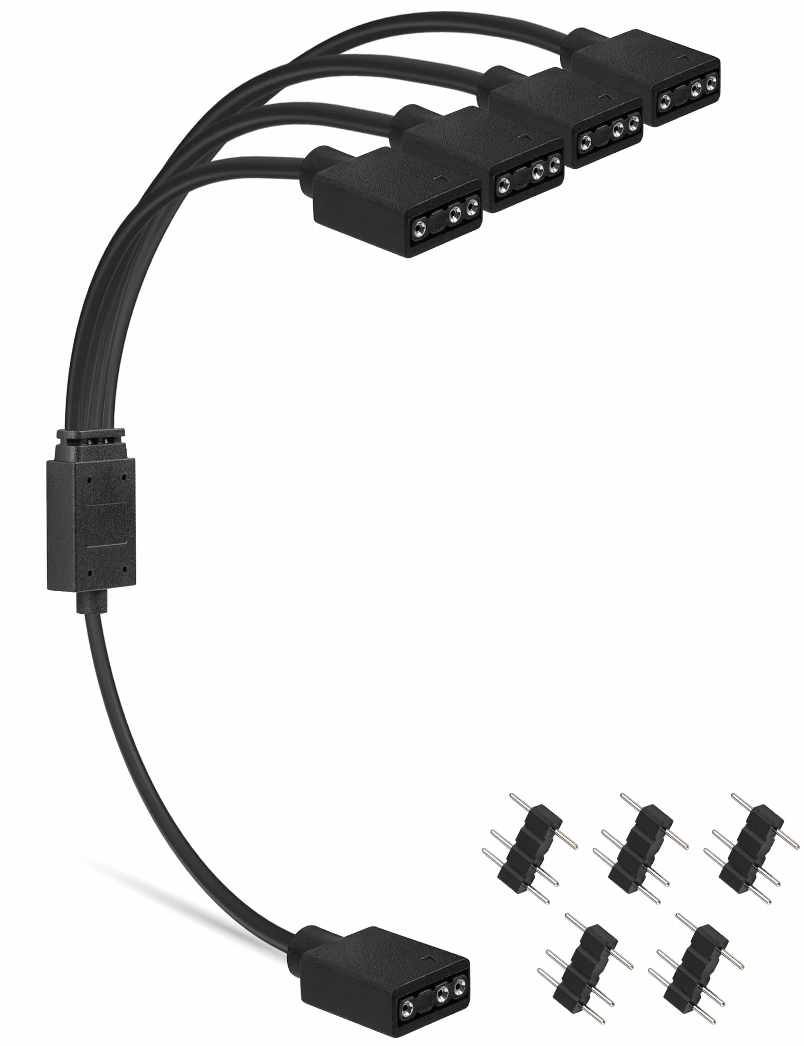 upHere ARGB 3Pin Répartiteur de Ventilateur 1 à 4 Splitter Cable 30cm avec Broches mâles