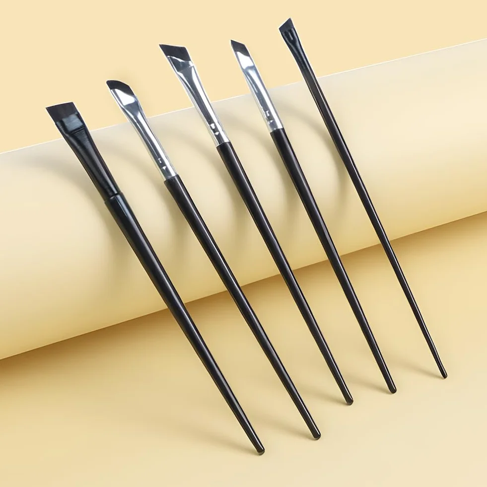 Flintronic Pinceaux à Maquillage Lot de 5 Professionnel Pinceau Eye-liner Biseauté Yeux Fards à Paupières Sourcils Contour des Lèvres