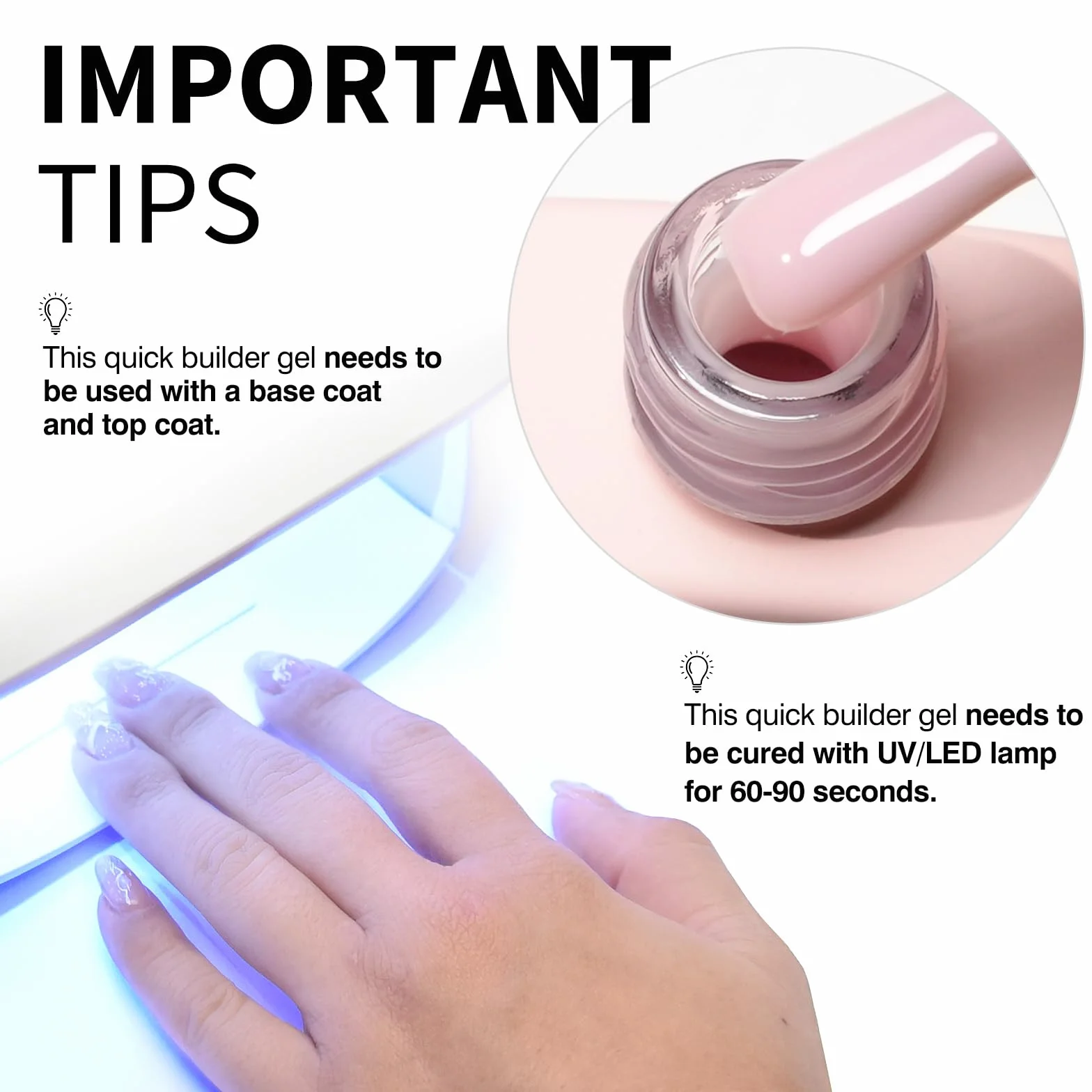 CANNI Gel Construction Ongle UV Quick Builder Gel Rose doux Soft Pink Vernis Gel UV Semi Permanent pour Réparation de Manucure Kit Nail Extension