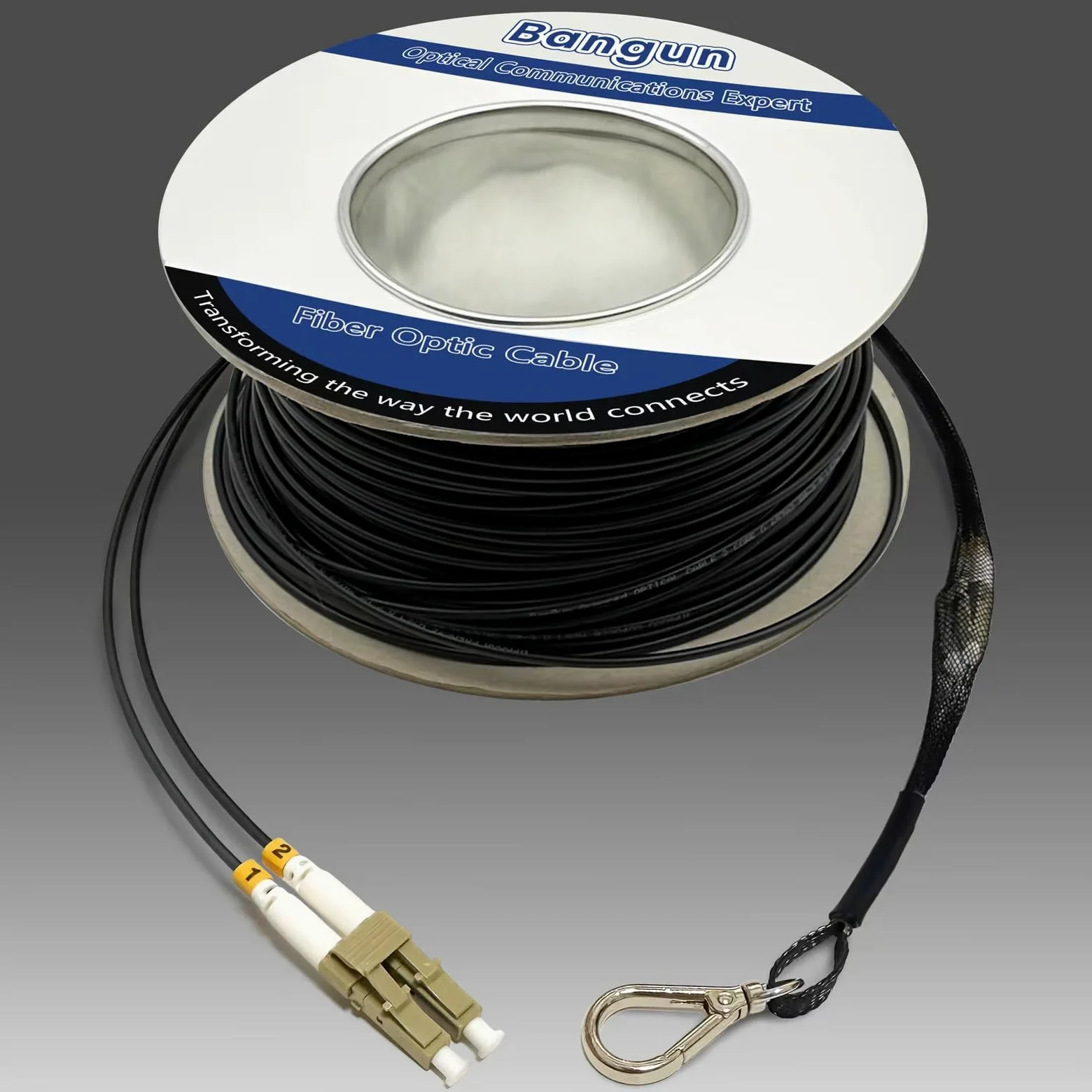 Câble de raccordement en fibre optique blindée d'extérieur LC vers LC 10G Duplex OM3 avec œillet de tirage, câble à fibre optique multimode 50/125 100 m