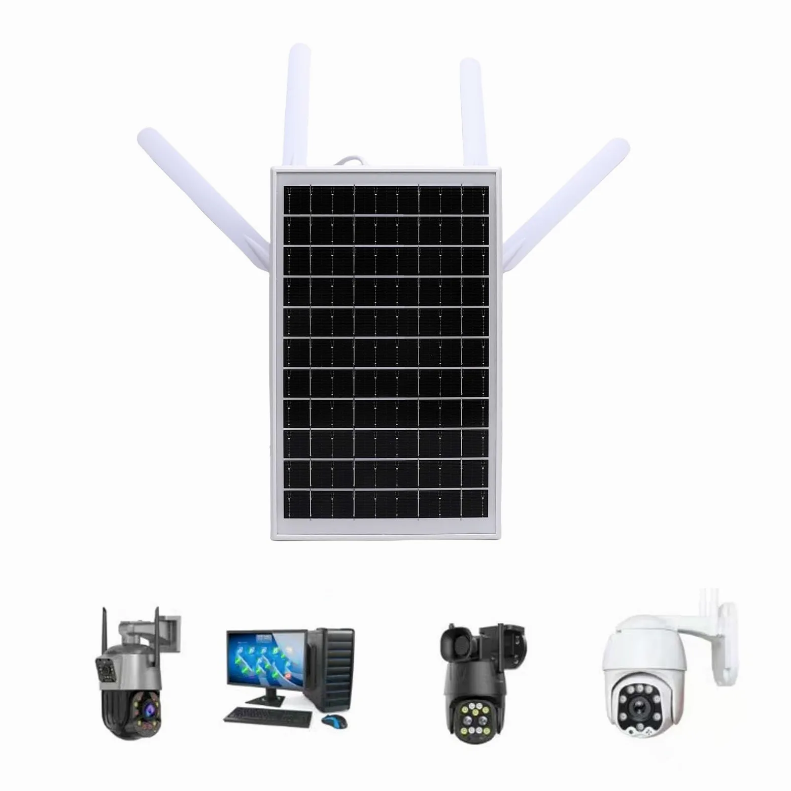 Haofy Routeur WiFi Solaire Extérieur 12W Panneau Solaire 18000mAh Batterie 300 Mbps 4G Modem LTE avec Fente SIM Slot IP66 Imperméable pour Le Camping RV Hors Réseau (Antennes Noires)