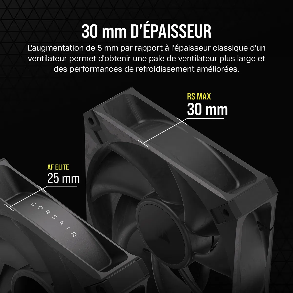 CORSAIR RS120 Max PWM Ventilateurs Épais de 120 mm – Pression Statique Élevée – Conception en Polymère à Cristaux Liquides – Lot de Trois – Noir