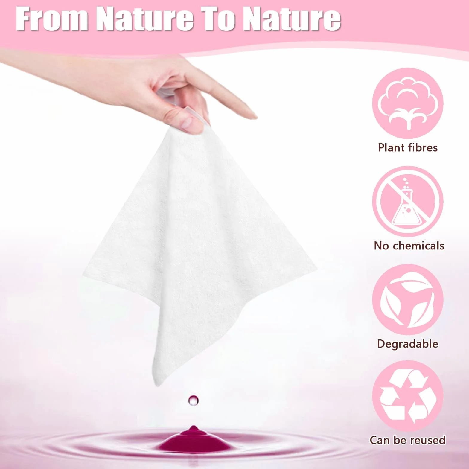 Comprimé Serviette Tablette 23x19cm 200 Pièces Lingettes Démaquillantes Voyage Jetable (Violet)