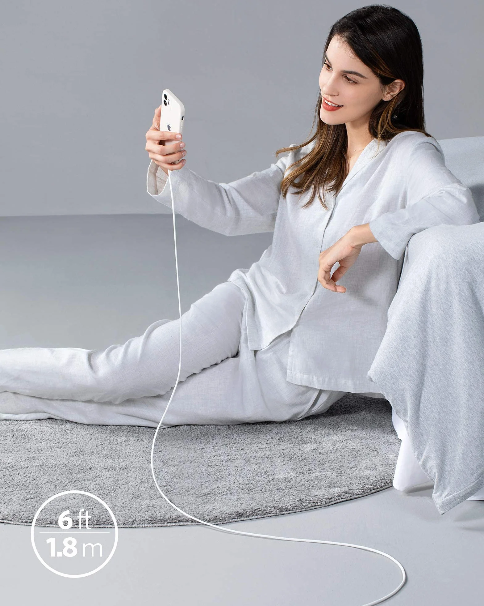Anker PowerLine III Flow USB C vers Lightning câble iPhone 180 cm MFi silicone blanc