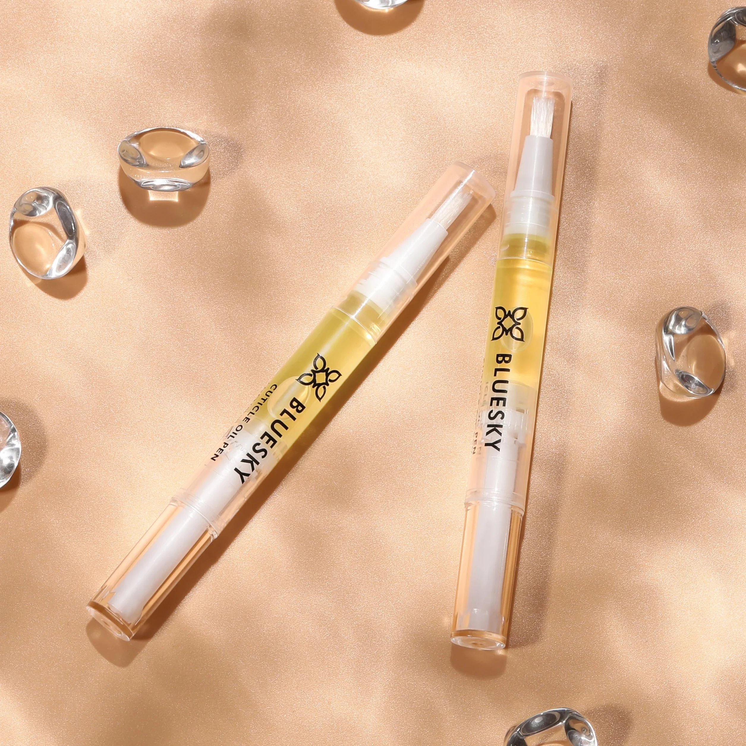 Bluesky Stylo à huile hydratante pour cuticules, huile d'amande douce, noix de coco, jojoba doré