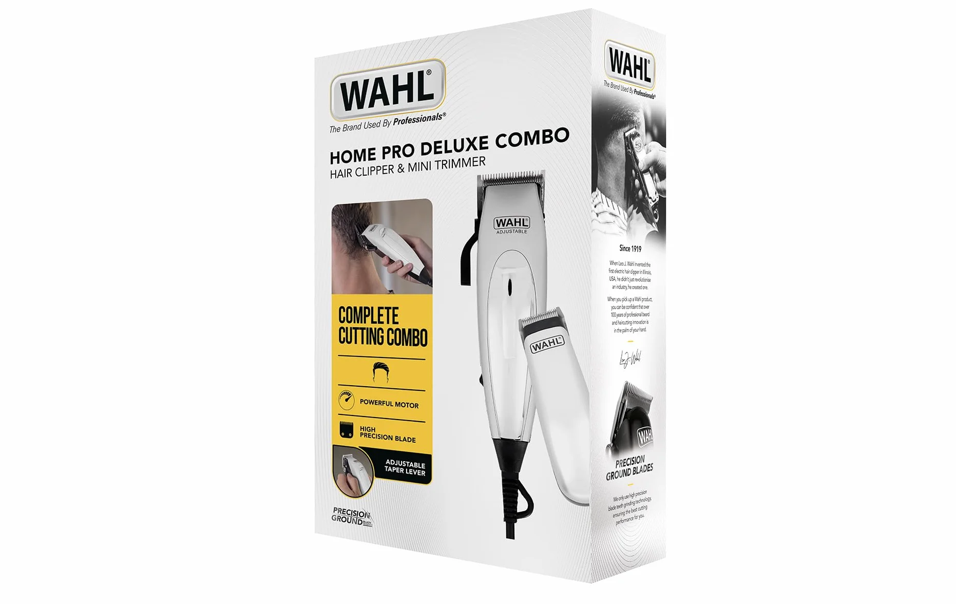 WAHL Home Pro Deluxe Tondeuse Cheveux Filaire avec Levier Dégradés Lame Auto-Affûtée 8 Sabots Mini Tondeuse Contours Finitions