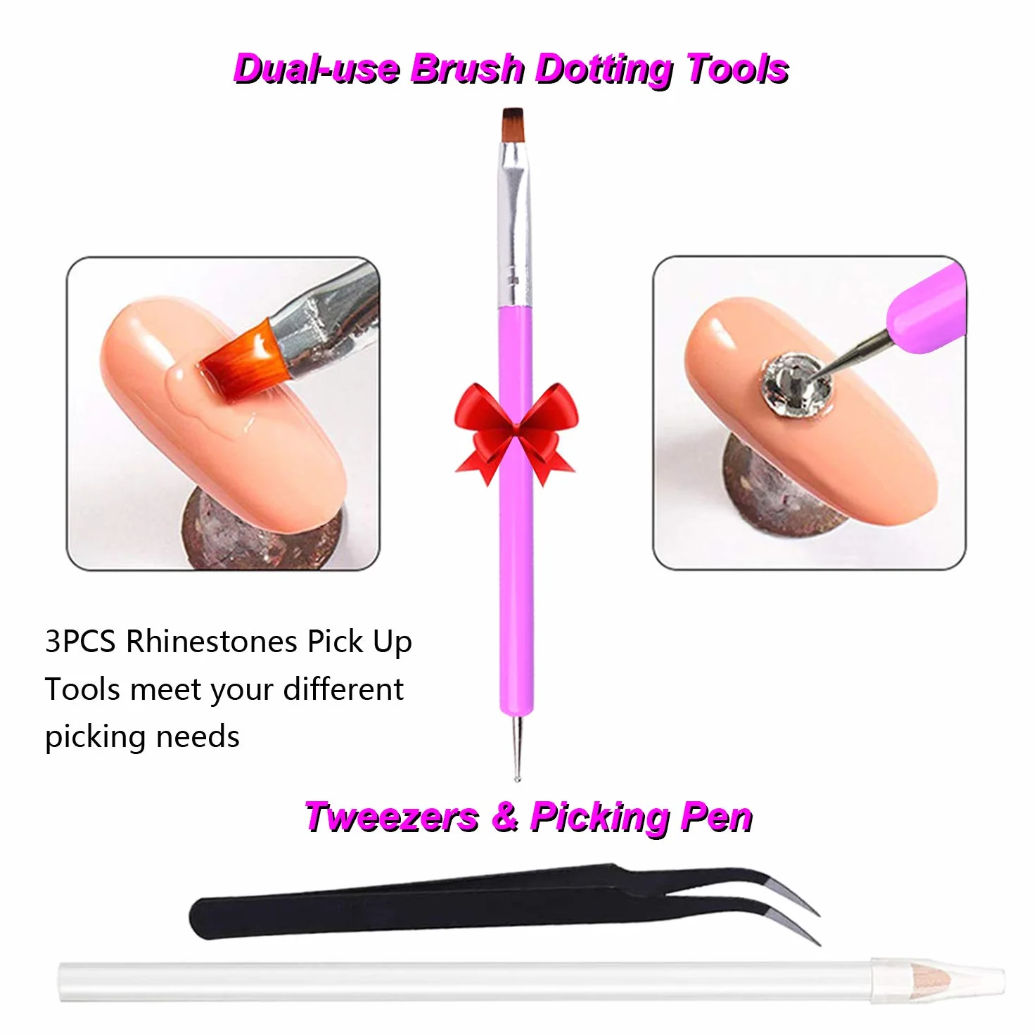 FITDON 3200 Pièces Strass Transparent Dos Plat pour Nail Art Verre Cristal Gemmes Ongles Diamant Clair