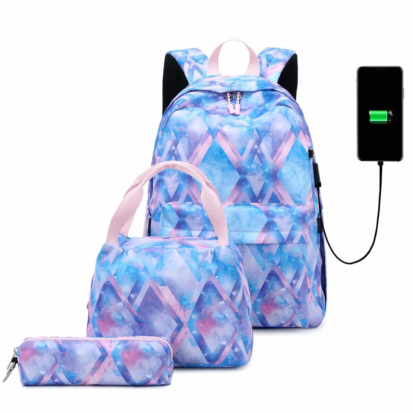 Sacs à dos ZHIERNA Lot de 3 pour filles adolescentes, sac d'école primaire, 15,6" ordinateur portable