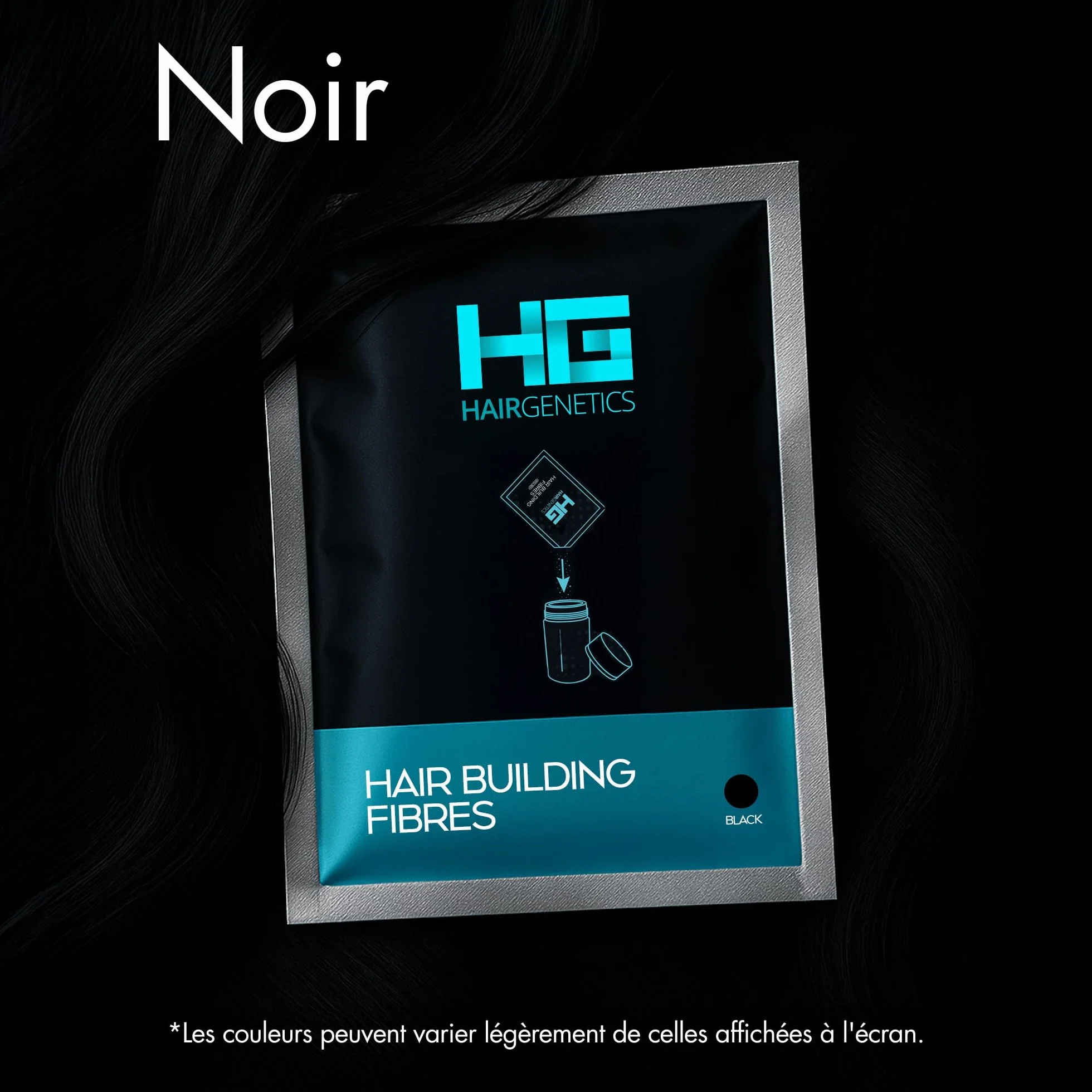 Hair Genetics Recharge Fibres Capillaires Poudre Cheveux Fins Plus Épais 50g Noir