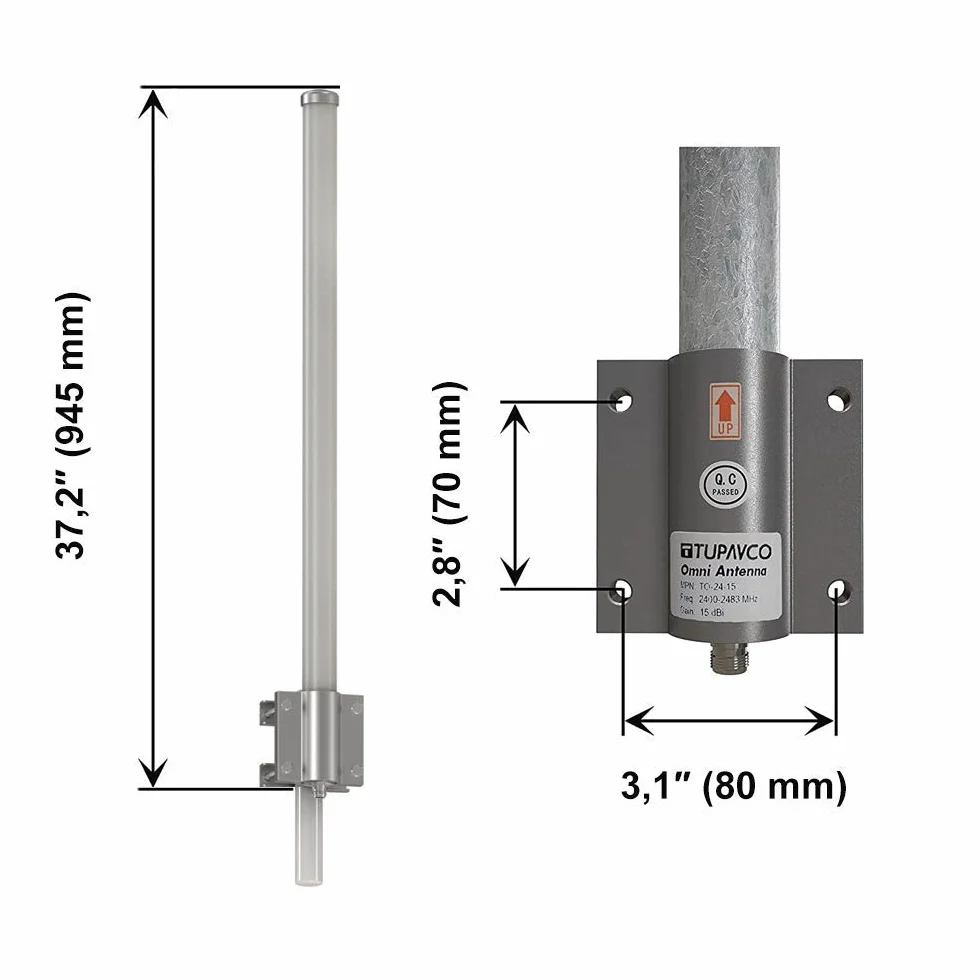 Antenne Omni extérieure WiFi Gain 12 DB 2,4 GHz Support de Toit (90 cm de Long) Extension réseau sans Fil/Répéteur de portée (connecteur de câble N-Femelle) Maison/RV/Camping/Bateau Amplificateur de