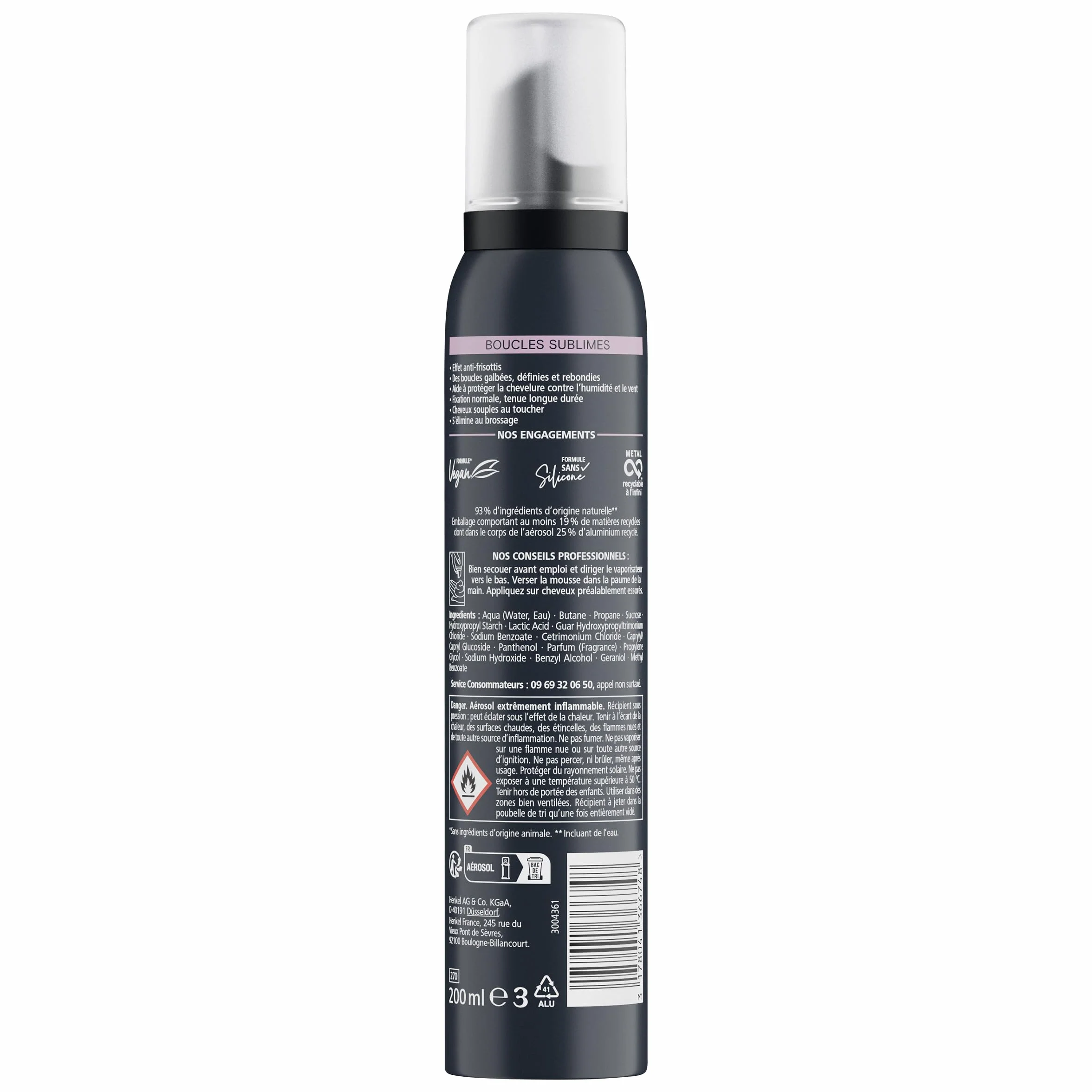 Schwarzkopf Mousse Boucles Sublimes 200ml Anti Frisottis Fixation Normale Tenue Longue Durée