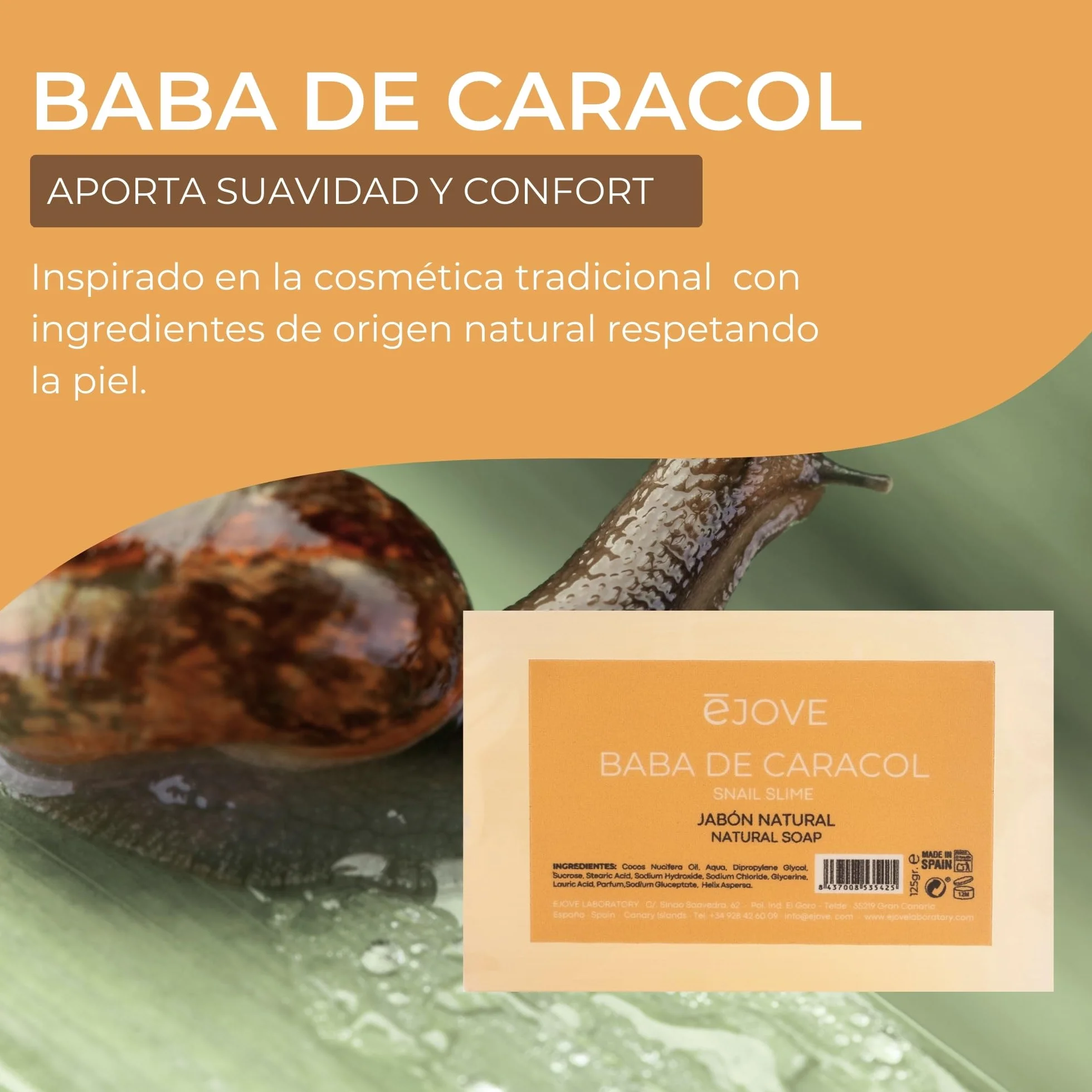 Ejove Savon Facial Nettoyant à la Bave d'Escargot 125g Éclaircissement Peau Anti-acné Hydratation