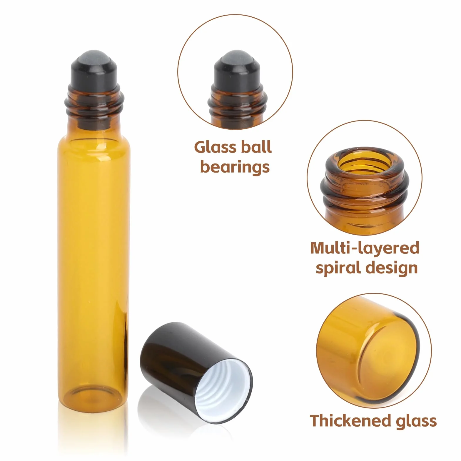 Flacons en Verre Ambré 10ml avec Bouchon Noir Pipette pour Huiles Essentielles Parfums Cosmétique DIY