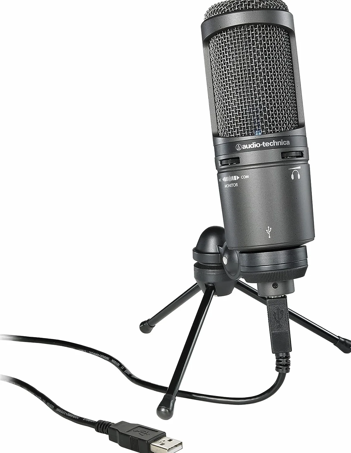 Audio-Technica 2020USB+ Microphone Cardioïde à Électret (connexion USB) Gris Foncé