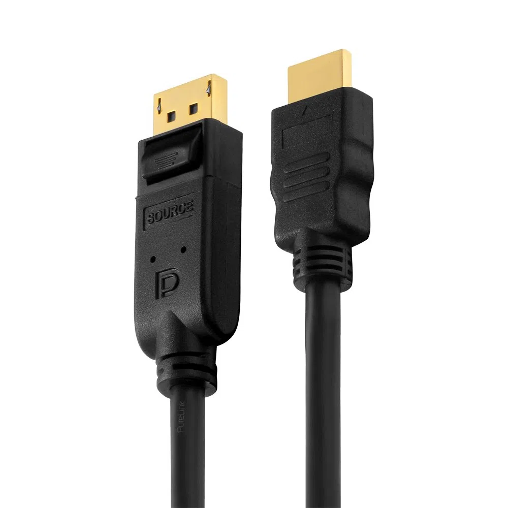 PureLink PI5100 Câble adaptateur DisplayPort à HDMI (2K FullHD (1080p), Ethernet), DisplayPort mâle (20 broches) à HDMI mâle (19 broches), certifié, 15,0m, noir