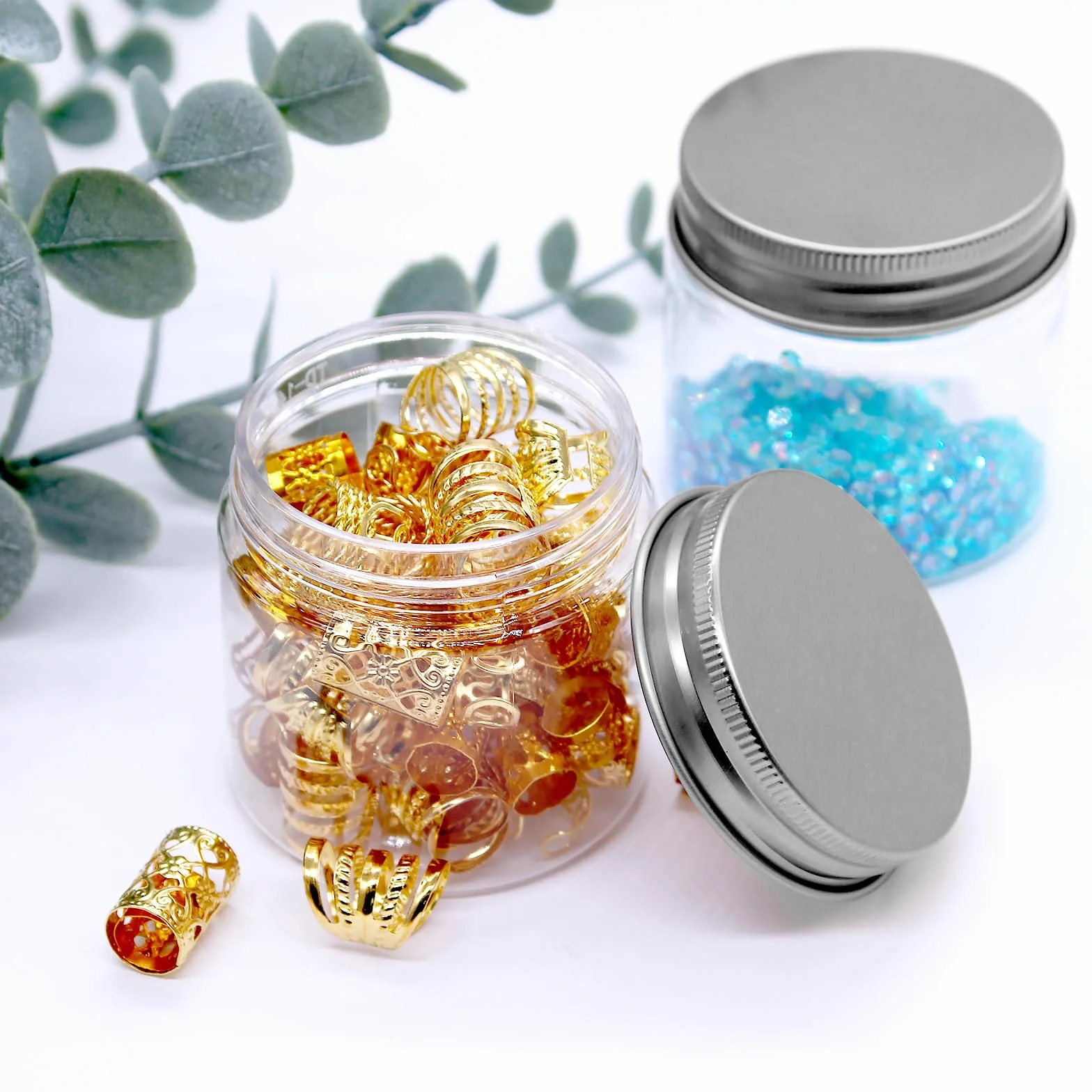 20 Pièces Pots Cosmétiques en Plastique 60 ml avec Couvercle et étiquettes, Contenants Vides pour Échantillons Nail Art
