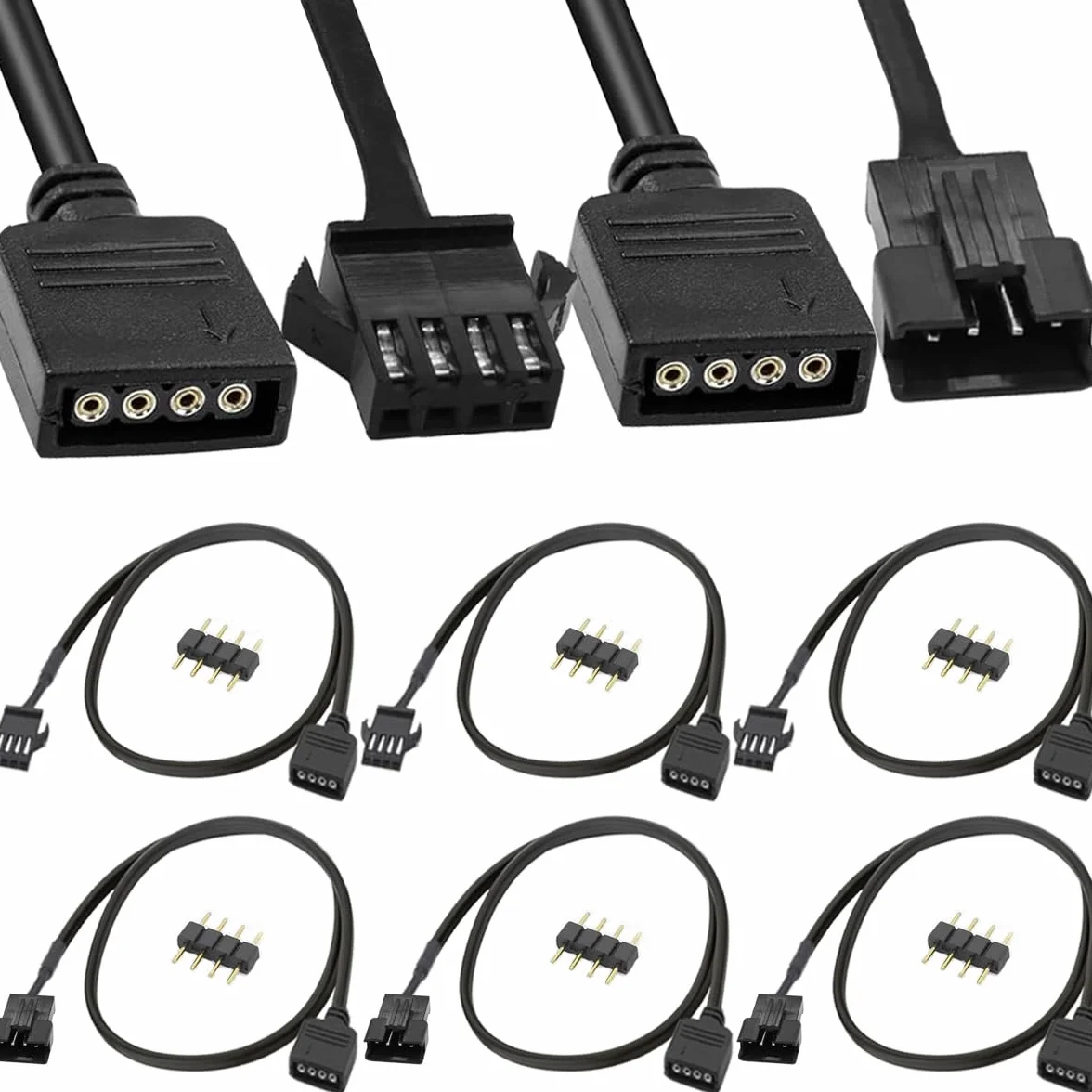 Câble d'extension RVB 4 broches vers adaptateur 12V mâle/femelle pour bandes LED, ventilateurs PC, cartes mères