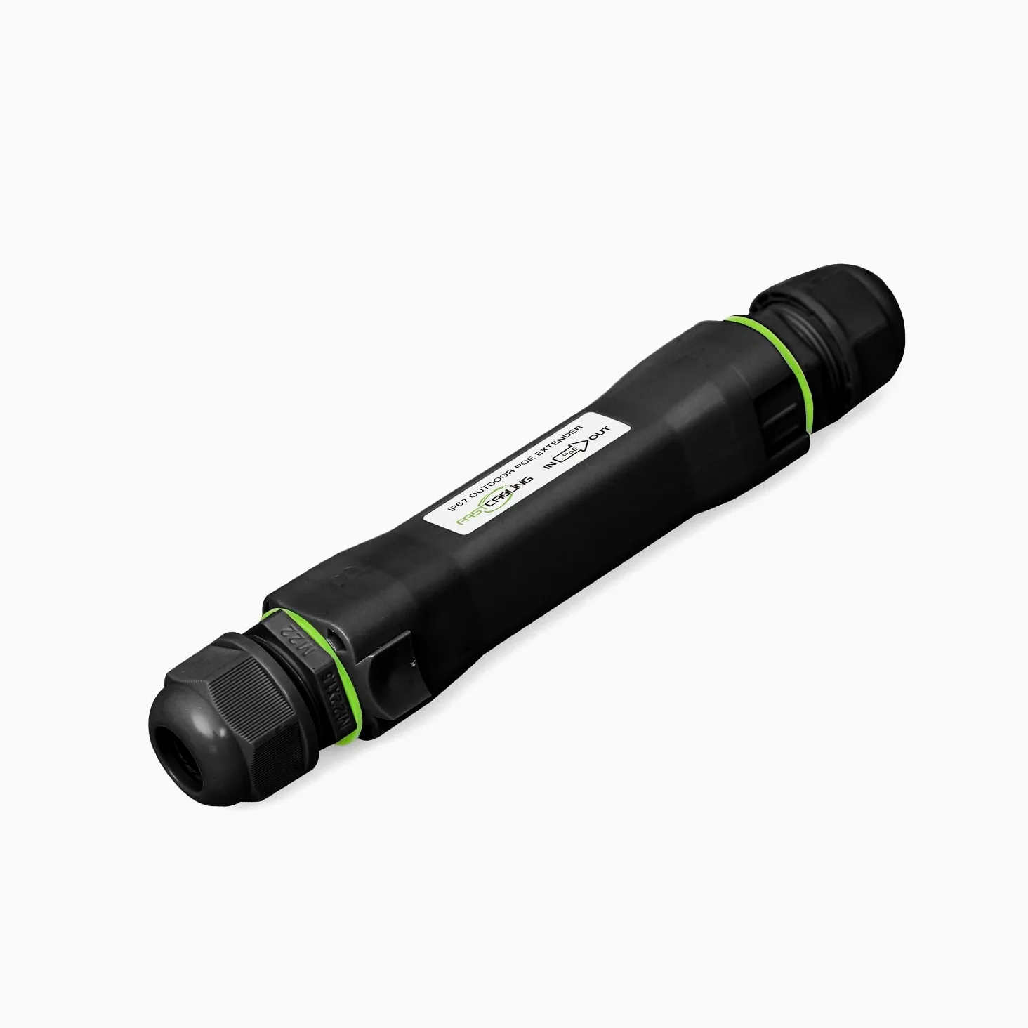 FASTCABLING Extenseur Gigabit Ethernet extérieur, 140 m, 10/100/1000 Mbps, étanche IP67, résistant aux UV, enfouissement direct, extension de données uniquement, injecteur d'alimentation inclus