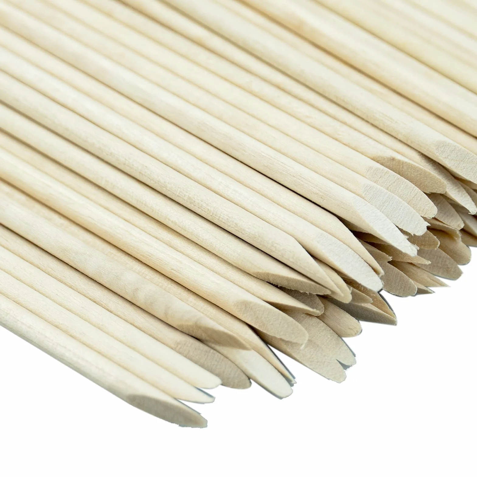 Lot de 200 bâtonnets à ongles en bois orange double tête multifonction pour cuticules manucure pédicure