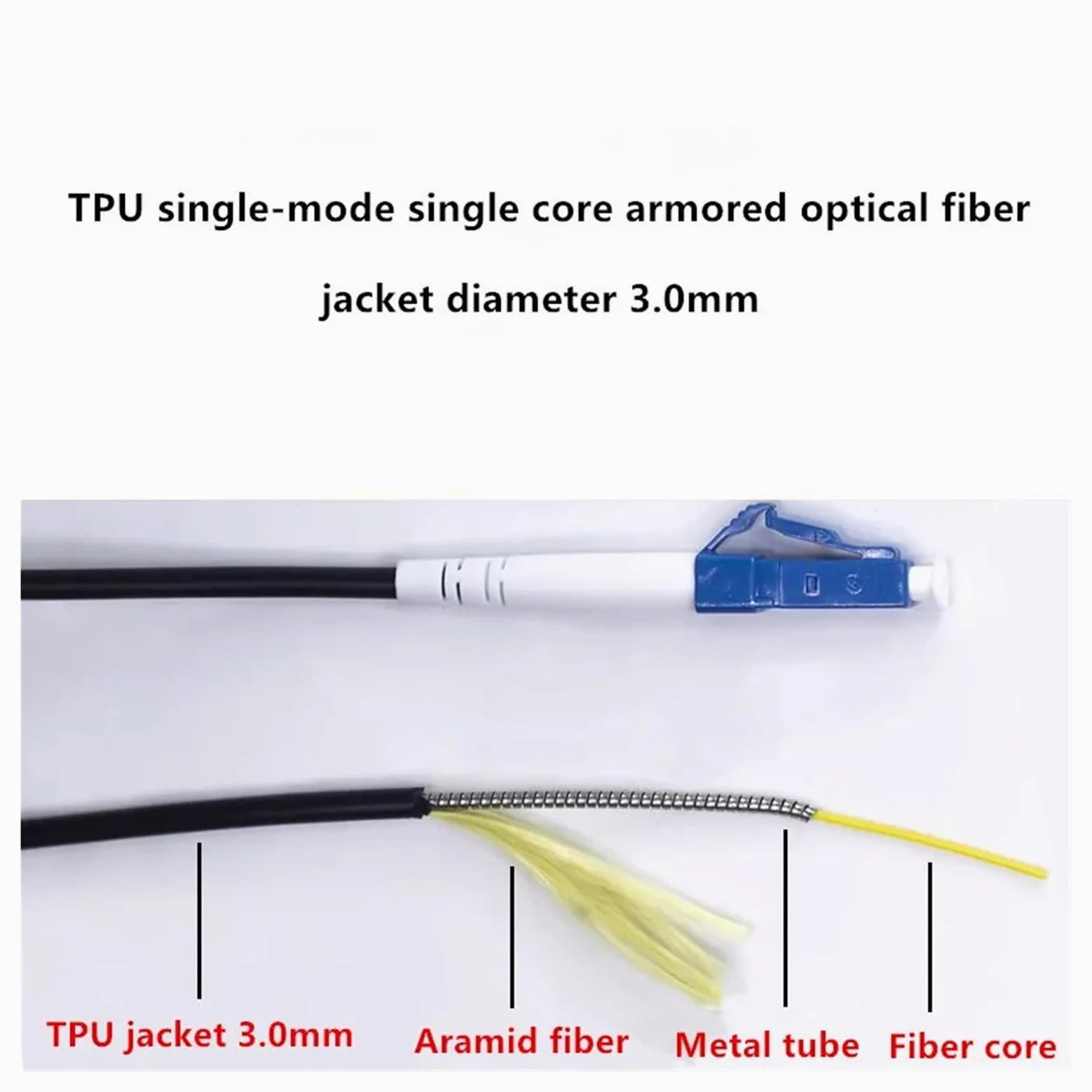Câble à fibre optique extérieur, cordon de raccordement, sur site, monomode, monoconducteur 150 m-250 m(TPU SC-SC 200meters)