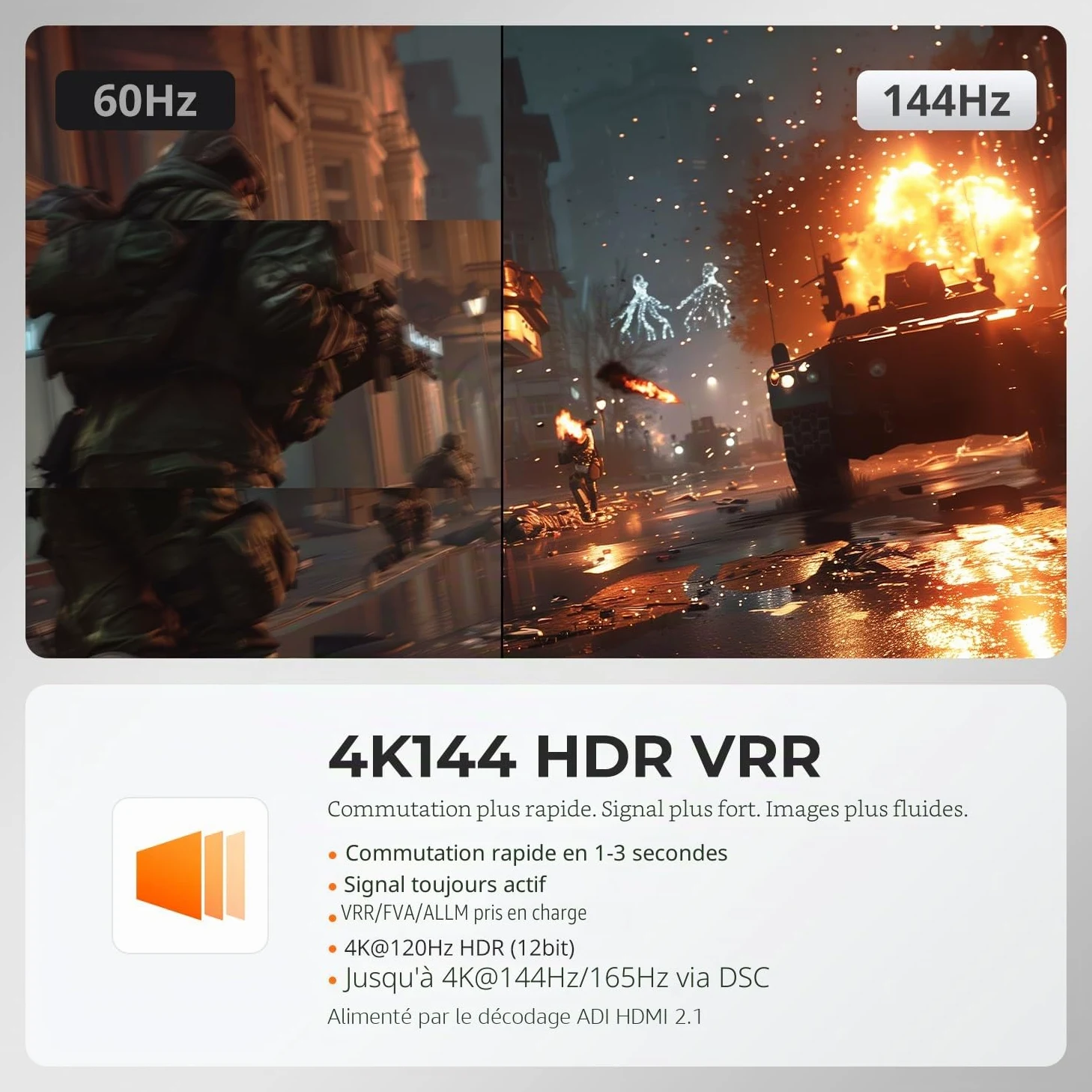 TESmart 8K@60Hz HDMI Commutateur KVM 1 moniteur 4 ordinateurs, 4K@144Hz KVM Switch 4 ports avec émulateur EDID, USB 3.0 et casque, raccourcis clavier personnalisés, réseau Gigabit et 4 câbles PC