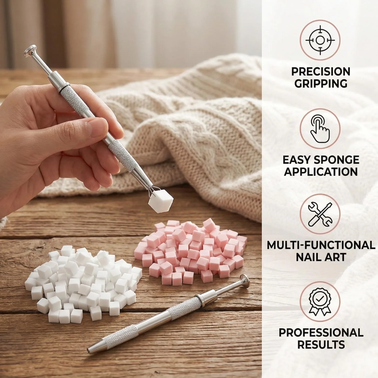 Ensemble de 100 éponges pour nail art avec pinces à épiler en métal, outils pour dégradés sur les ongles