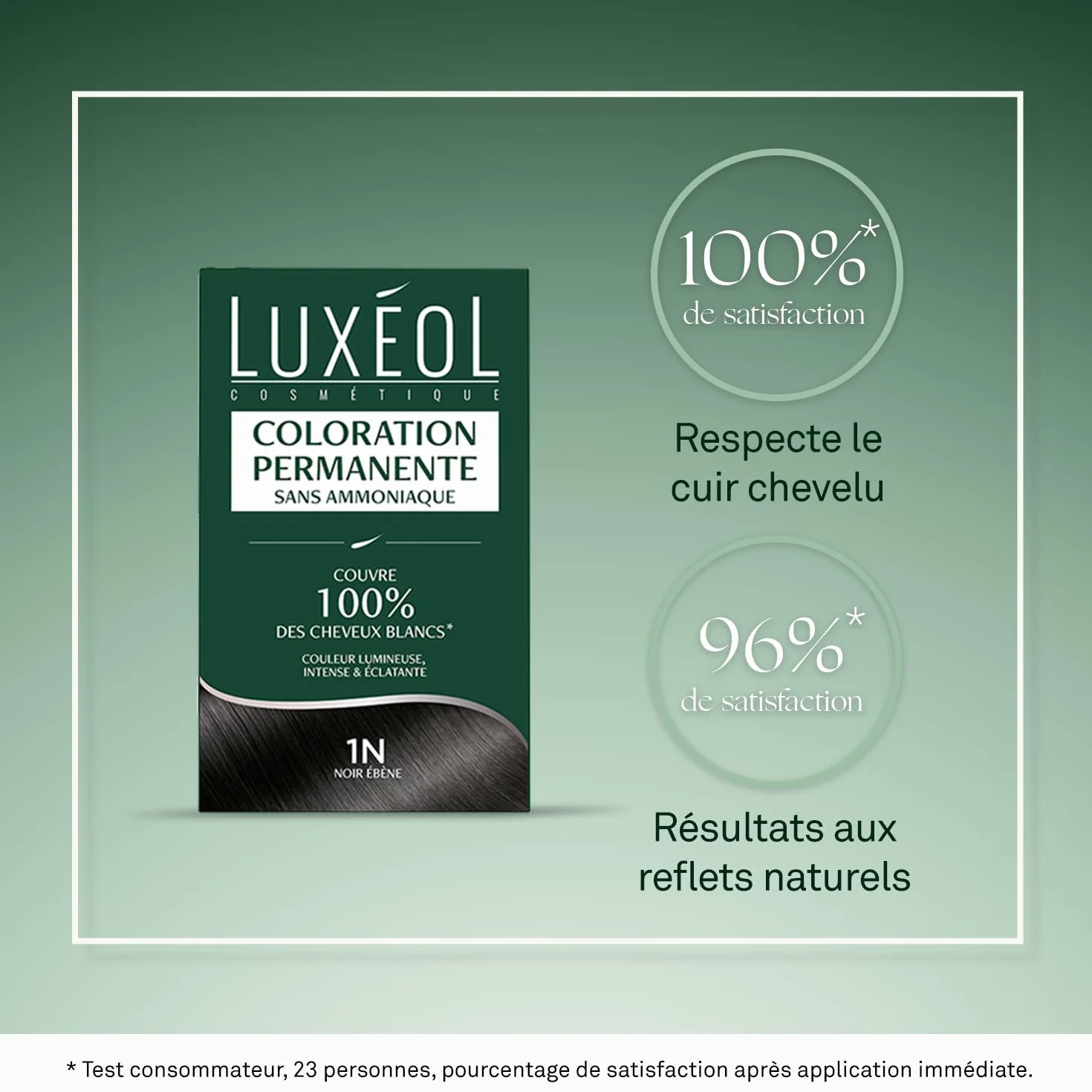 Luxéol Coloration Permanente 1N Noir Ébène Sans Ammoniaque Couvre 100% Cheveux Blancs 60ml