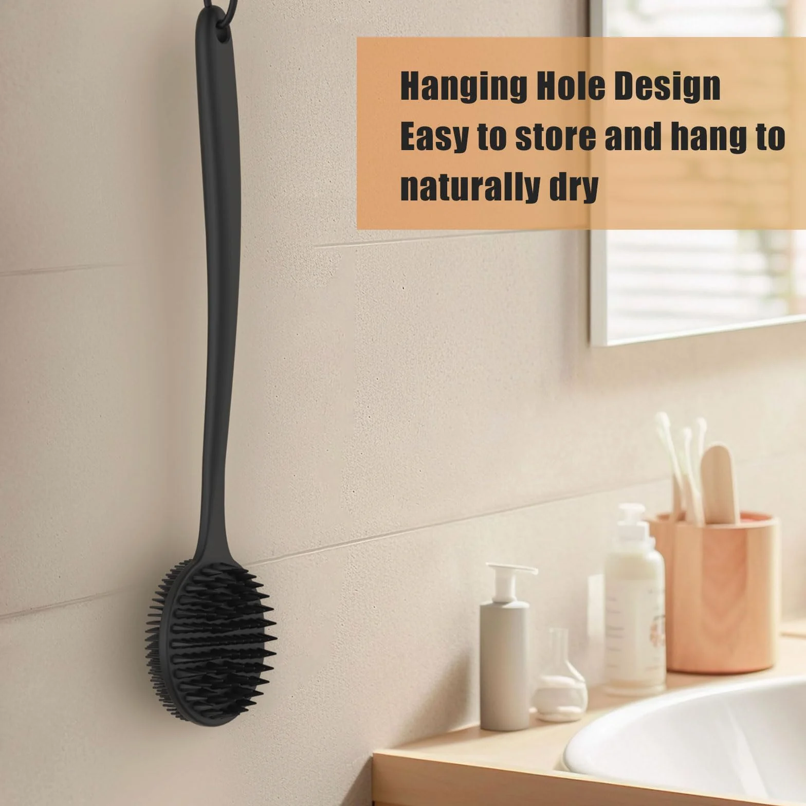 Brosse Douche Long Manche Double Face Exfoliante Massante Silicone