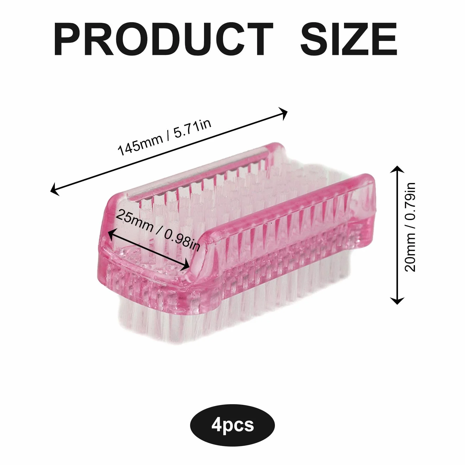 Brosse à Ongles Double Face 4 Pièces, Brosses de Nettoyage des Ongles, Lavage à Main, Cuticules, Orteils (Blanc, Bleu, Rose, Orange)