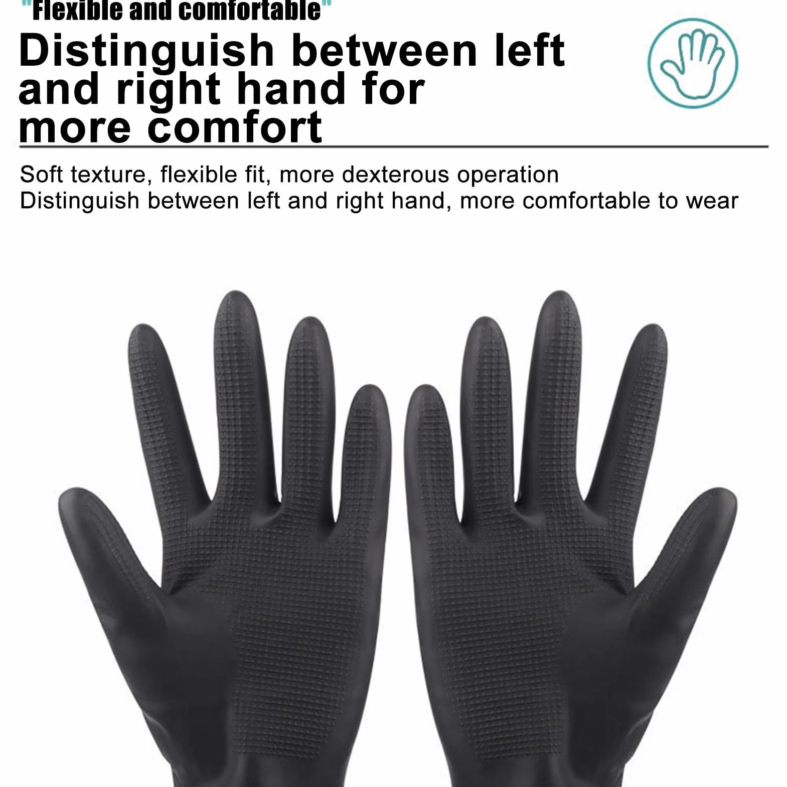 Gants en latex réutilisables noirs lot de 2 paires pour salon de coiffure