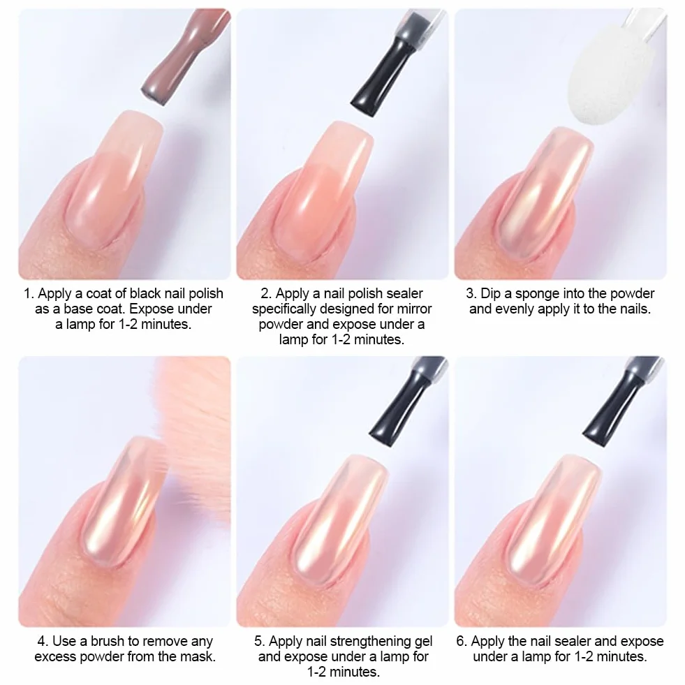 Poudre Chrome Ongle Nacrée 2Pcs Effet Perle Glitzerpuder Paillettes Aurora Transparente