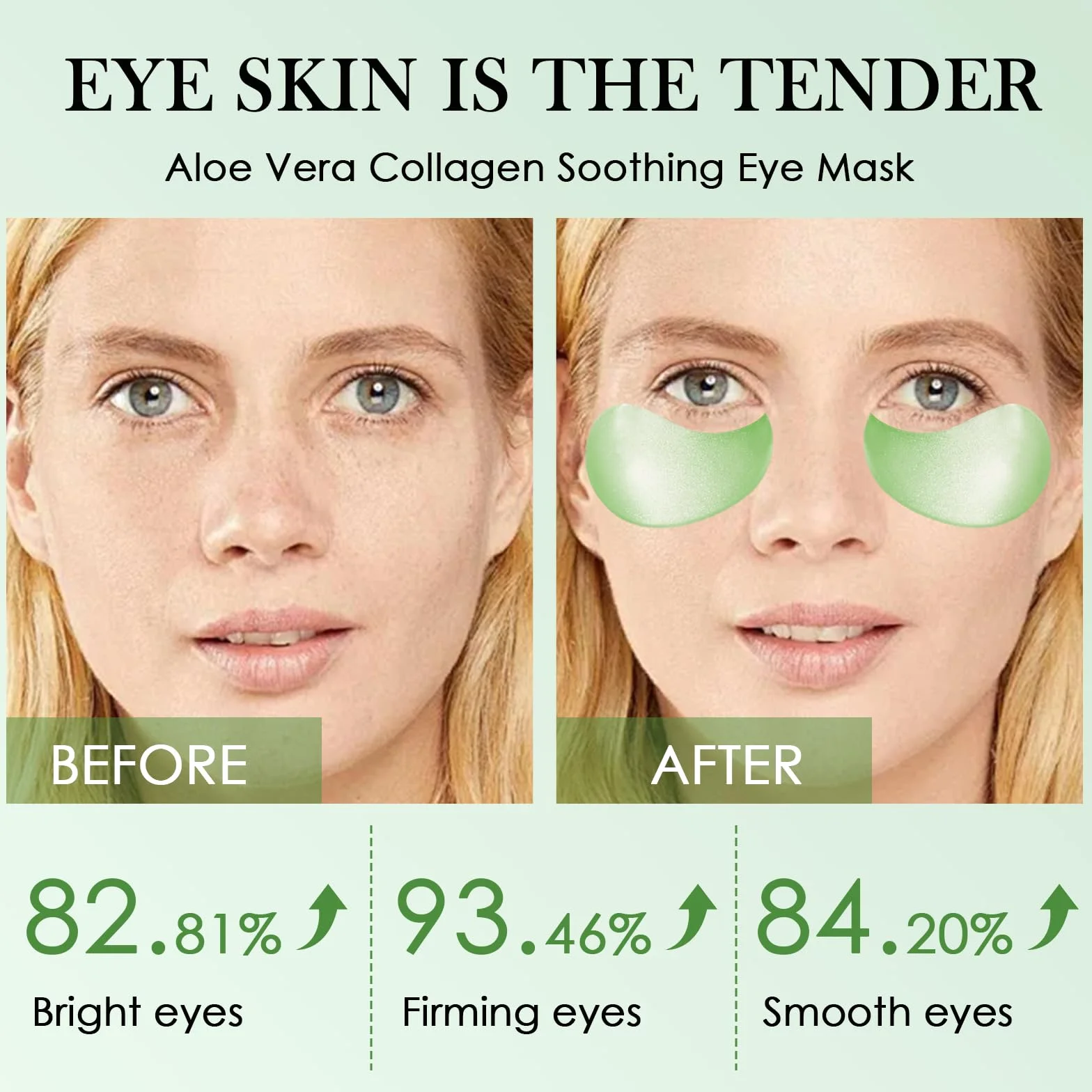 60 Pièces Patch Yeux Anti Cernes Aloe Vera, Masque pour les Yeux Éclaircir et Nourrir le Contour