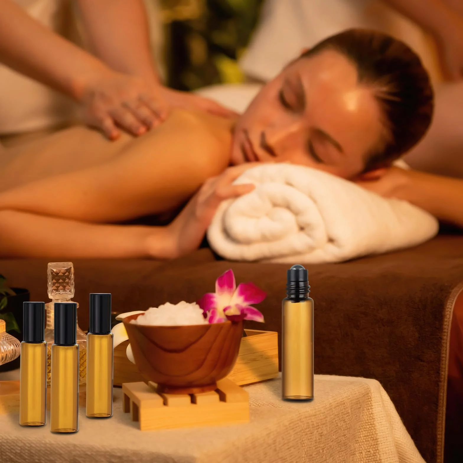 Flacon Roll on Vide en Verre 10ml, Bille Acier Inoxydable, Huile Essentielle, Réutilisable, Bouteille Parfum Aromathérapie