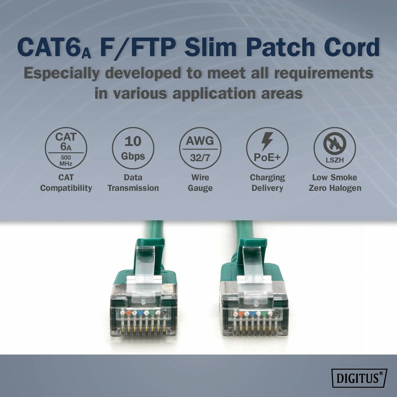 DIGITUS Câble LAN Cat 6A – 3 m – 10 pièces – Slim – F/FTP – Vert | 10 Gbit/s – Blindé – PoE+ – AWG 32/7 – LSZH – Câble réseau RJ45 – Compatible Cat 6 et Cat 7