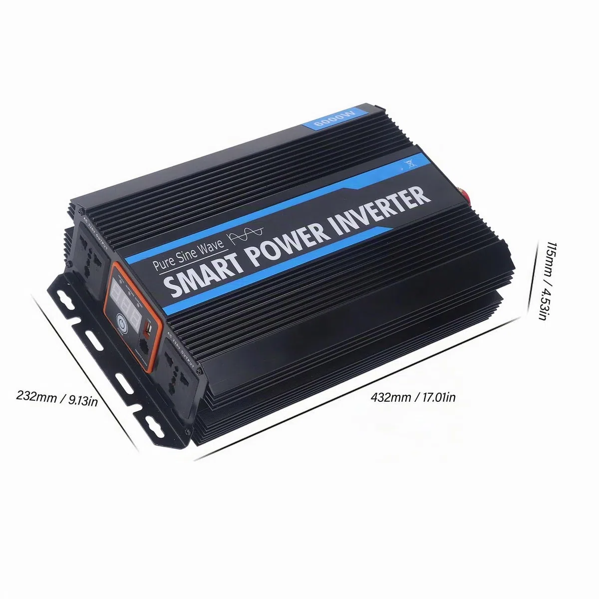 Onduleur à Onde Sinusoïdale Pure, 6000W 12000W Pure Sine Wave Inverter Protection contre les Surcharges Ventilateur de Refroidissement avec Affichage LED pour Consoles de Jeux
