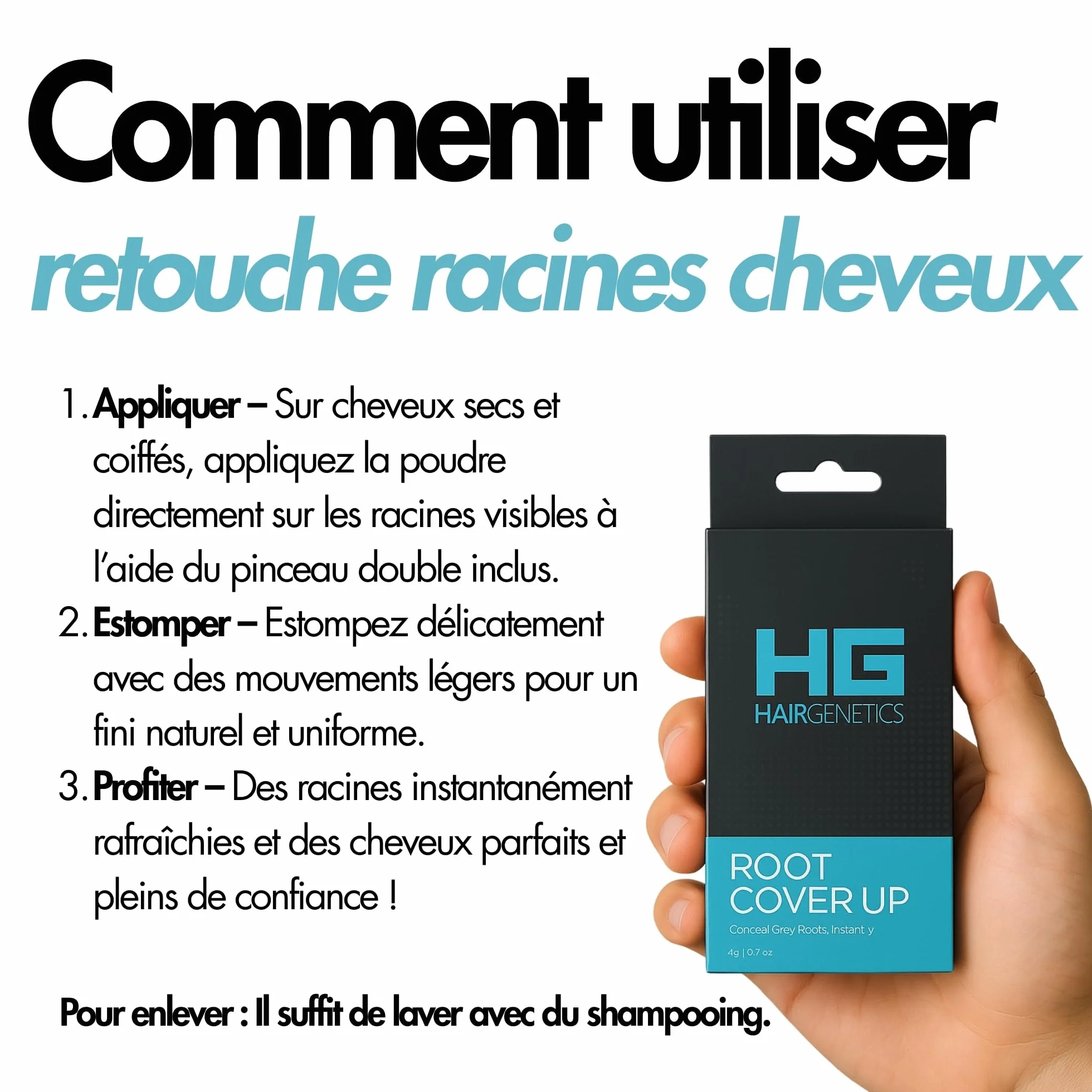 Hair Genetics Retouche Racines Cheveux - Coloration Cheveux Gris - Remplit les sourcils - Marron foncé