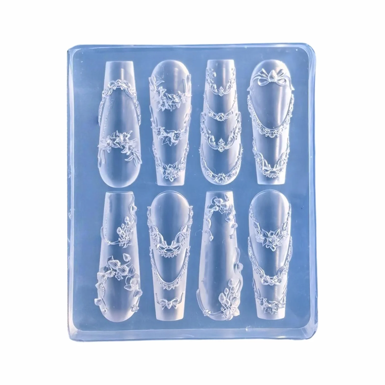Moule à ongles en silicone avec motifs amovibles pour manucure créative