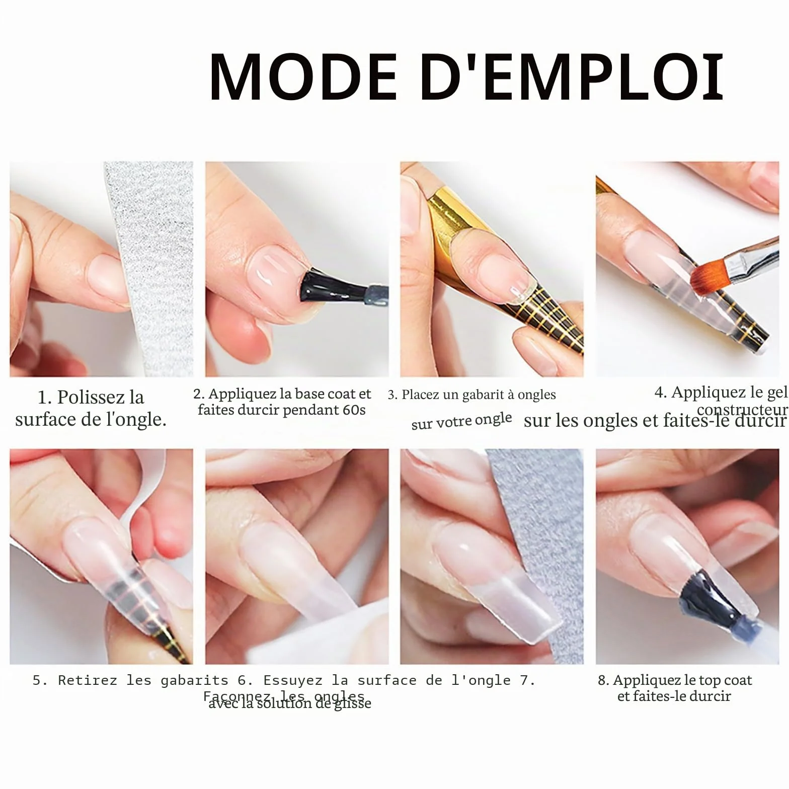 Gel de construction pour ongles Lot de 6 extensions