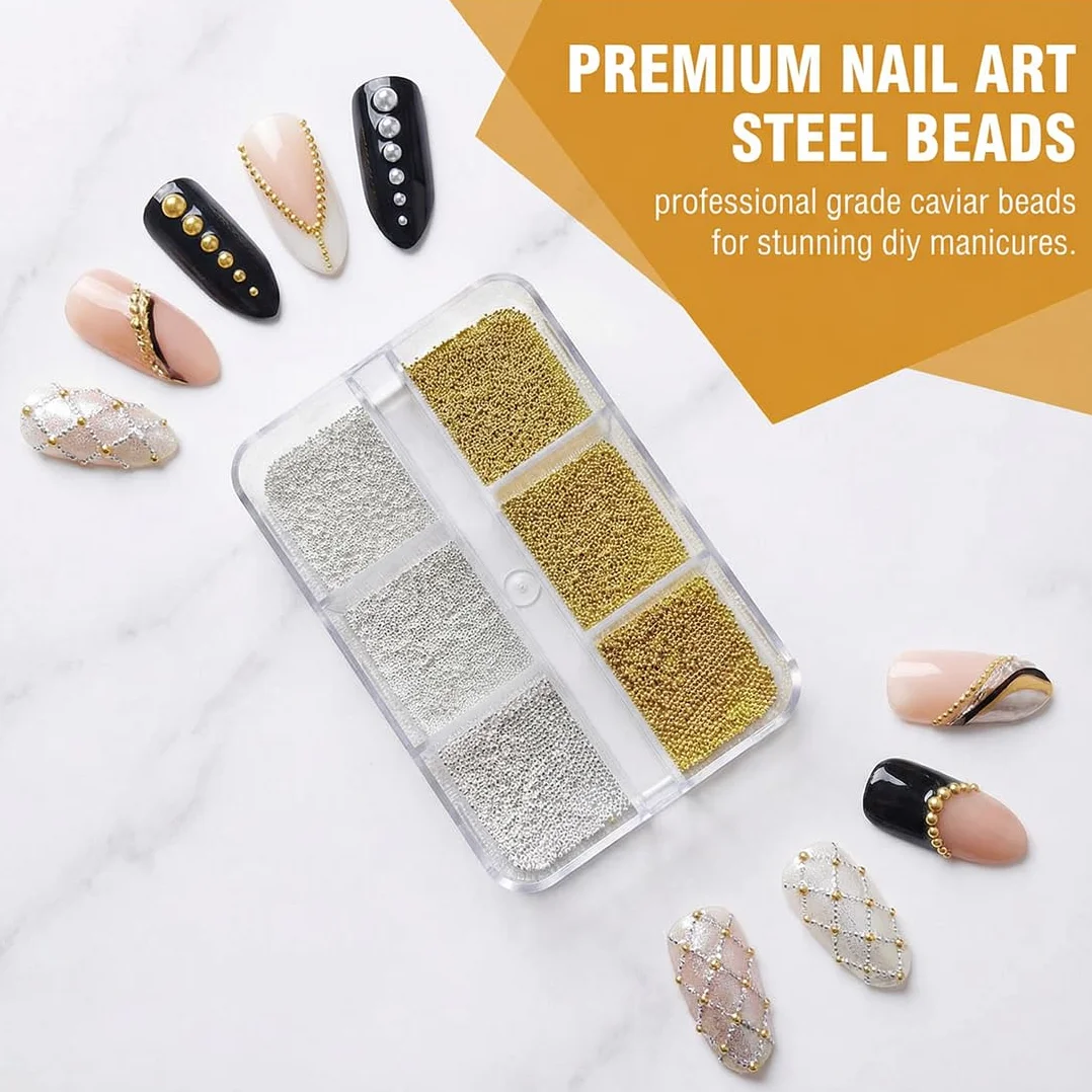 Or Perle Nail Charms Pearls Caviar Strass Ongle Nail Art Mini Beads pour Bijoux