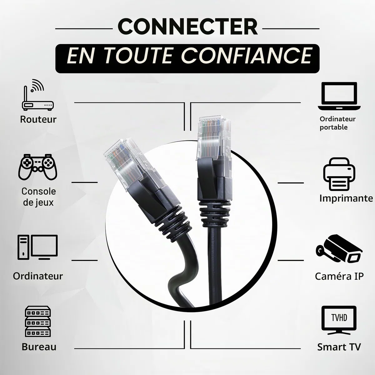 Mr. Tronic Exterieur Impermeable Câble Ethernet 100m, Reseau LAN Cat 6 Haut Debit pour Une Internet Rapide | Câble Ethernet AWG24, Cat6 RJ45 UTP CCA 1 Gbps (100 Mètres, Noir)
