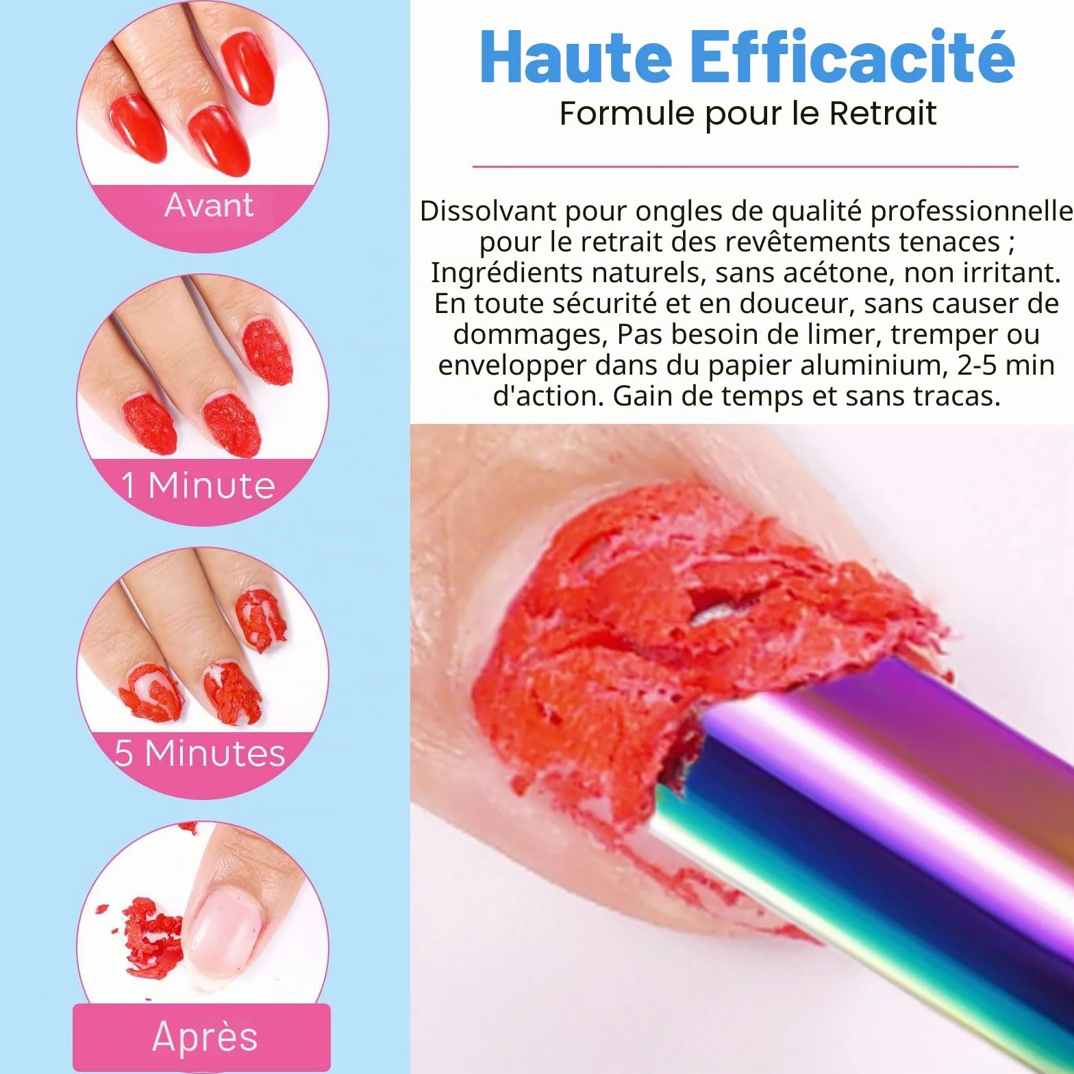 Dissolvant Vernis Semi Permanent, Remover à Ongles, Facile Sans Abîmer les Ongles