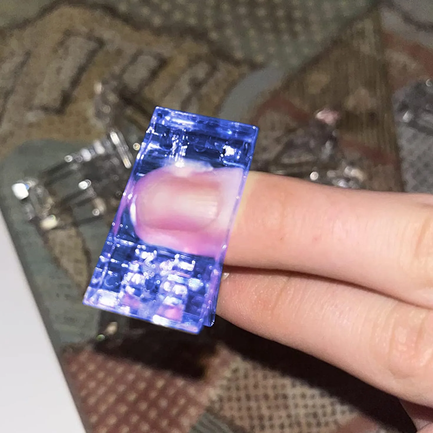 Pinces Ongles Transparentes en Gel, Clip à Ongles Cristal pour Extensions d'Ongles et Manucure (Bleu)